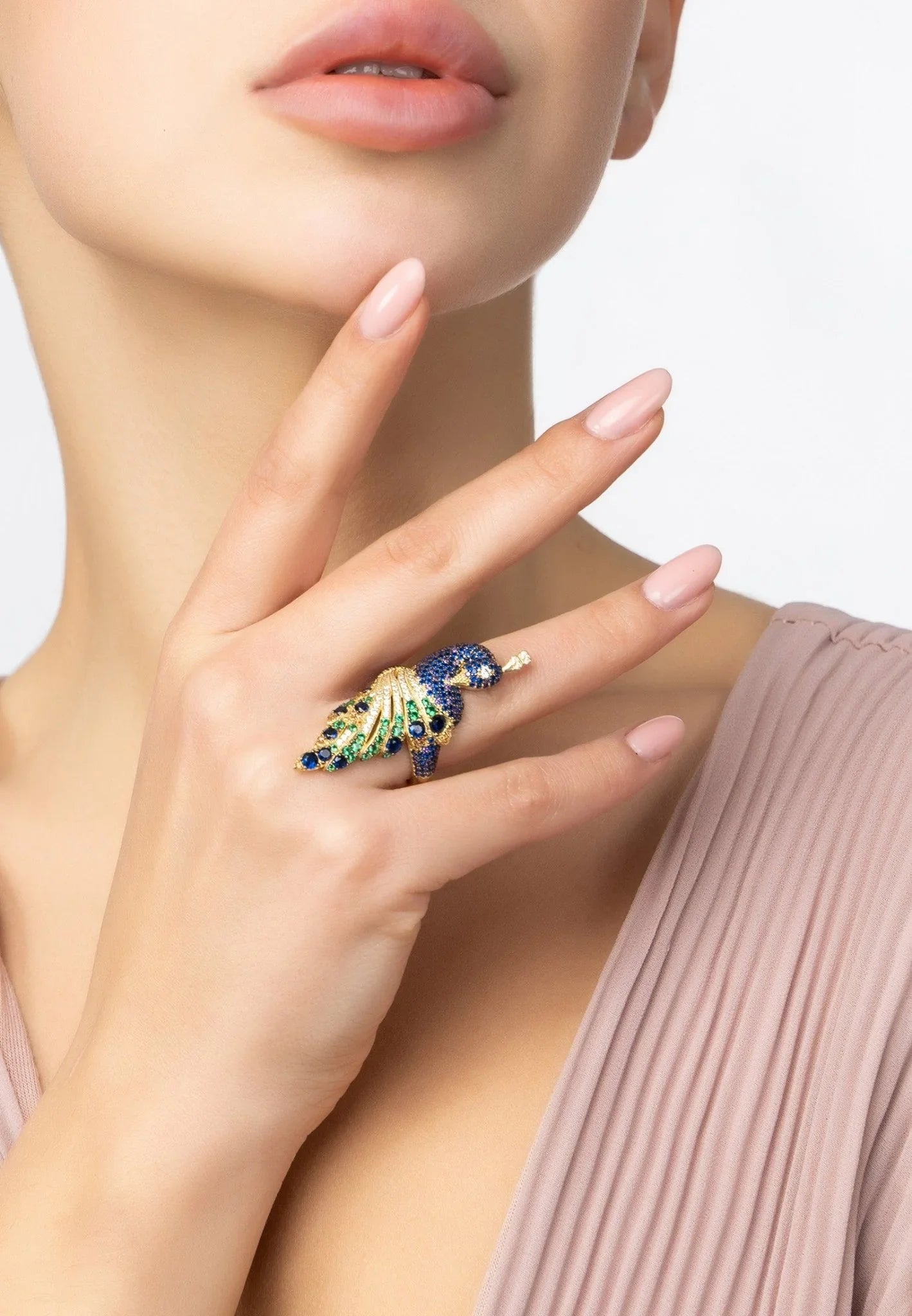 Peacock Cocktail Ring Gold - LATELITA Rings