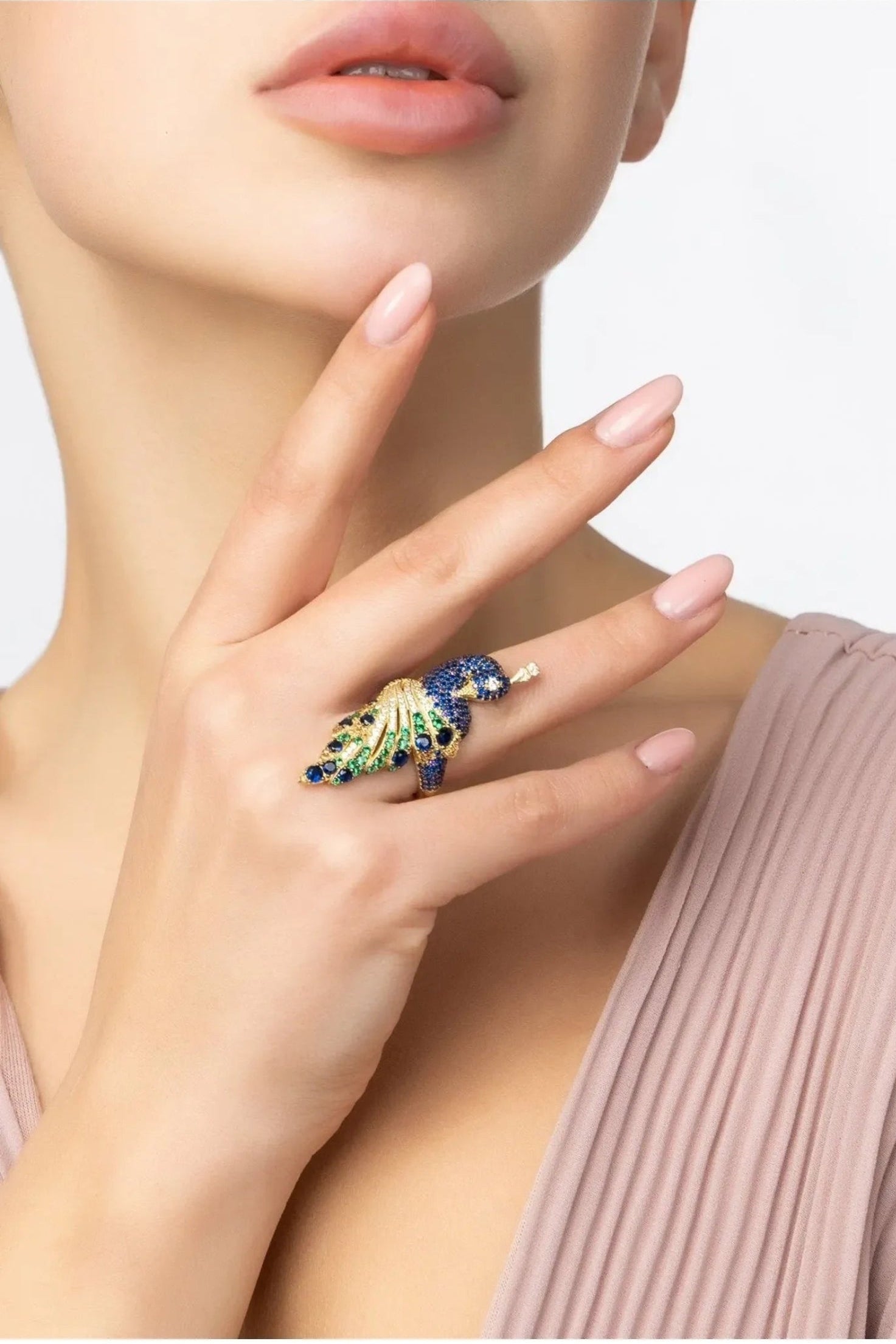 Peacock Cocktail Ring Gold - LATELITA Rings