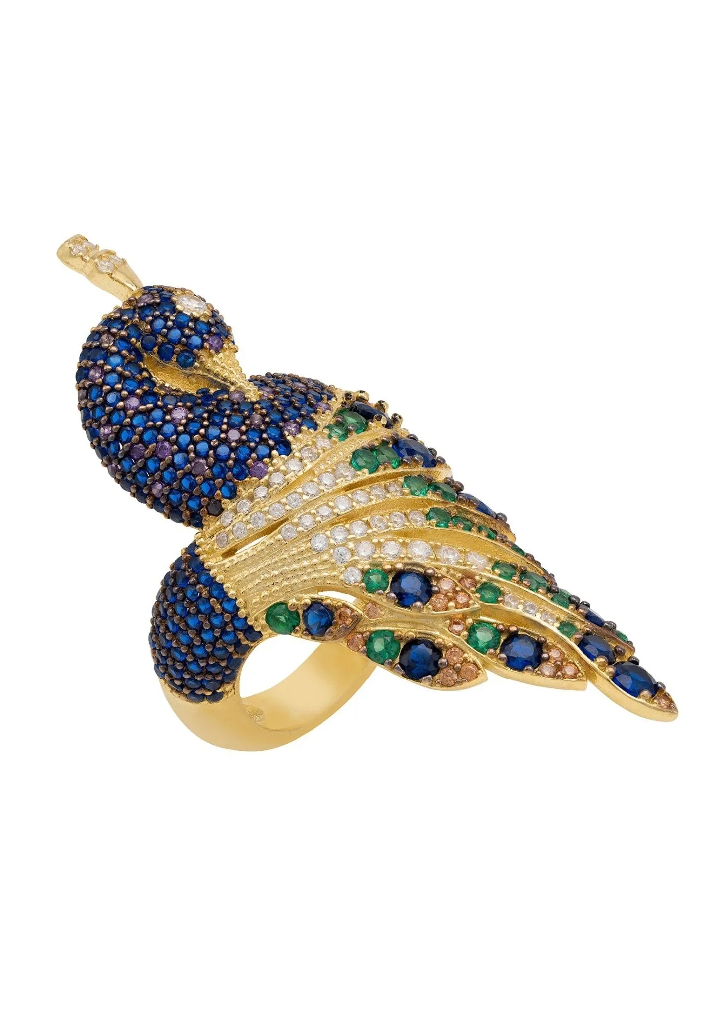 Peacock Cocktail Ring Gold - LATELITA Rings