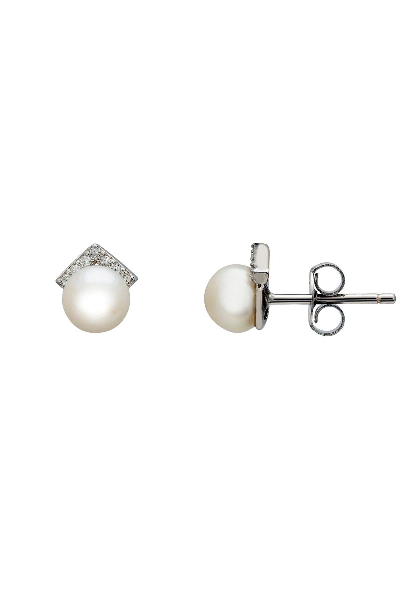Pearl Angular Stud Earrings Silver - LATELITA Earrings