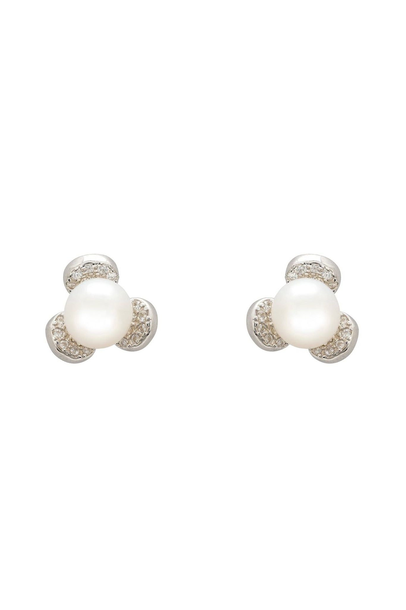 Pearl Posy Stud Earrings Silver - LATELITA Earrings
