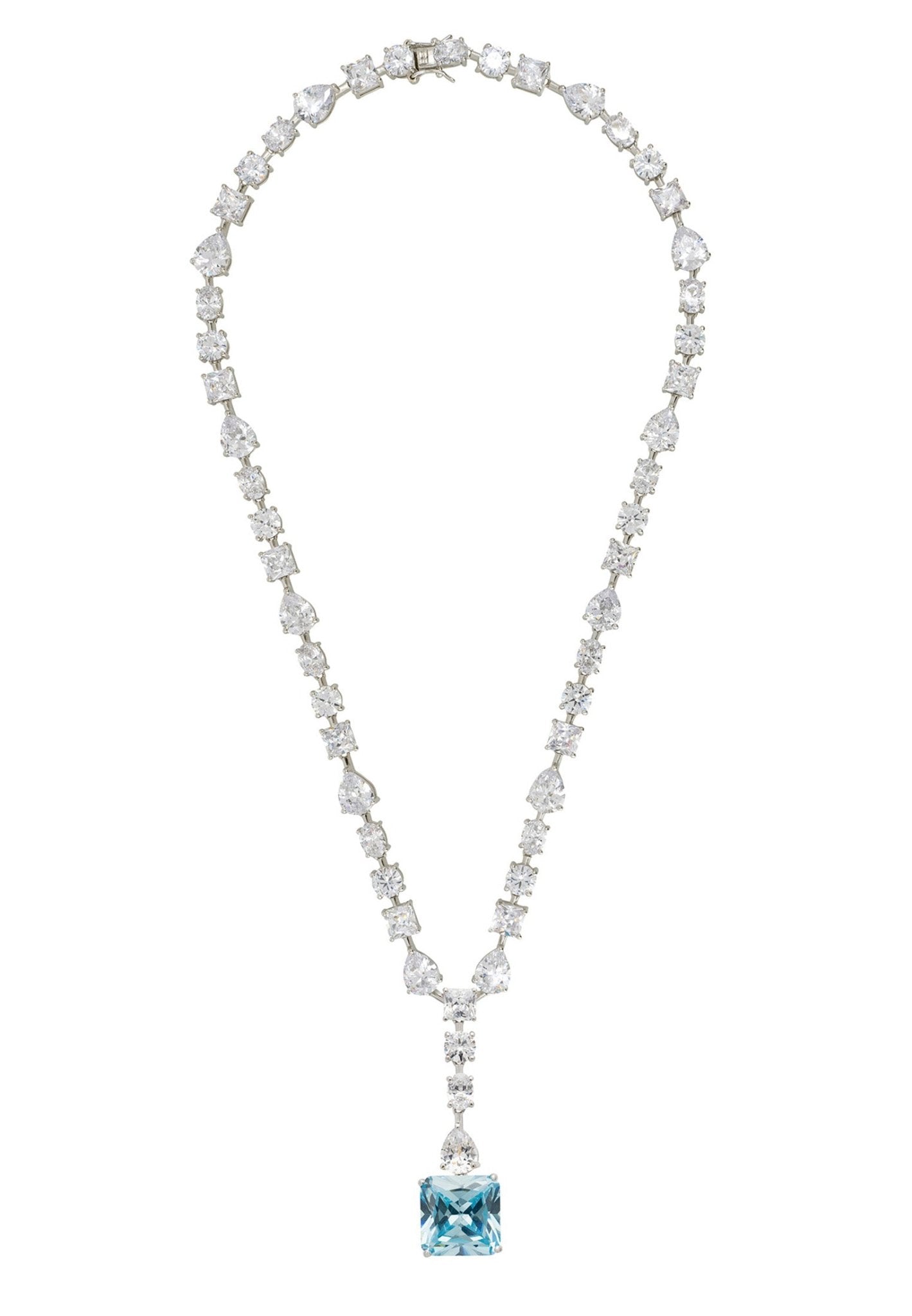 Penelope Blue Topaz Statement Necklace Silver - LATELITA Necklaces