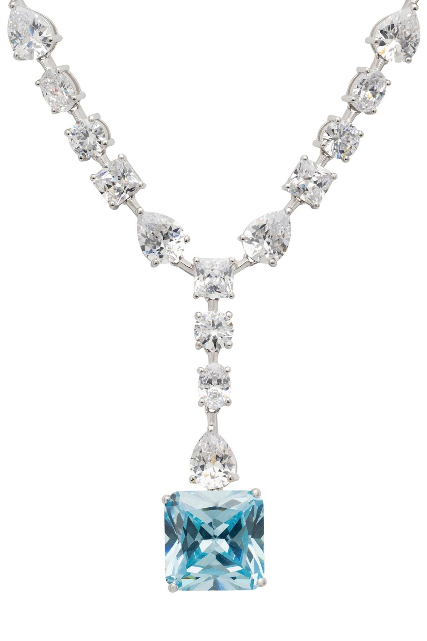 Penelope Blue Topaz Statement Necklace Silver - LATELITA Necklaces