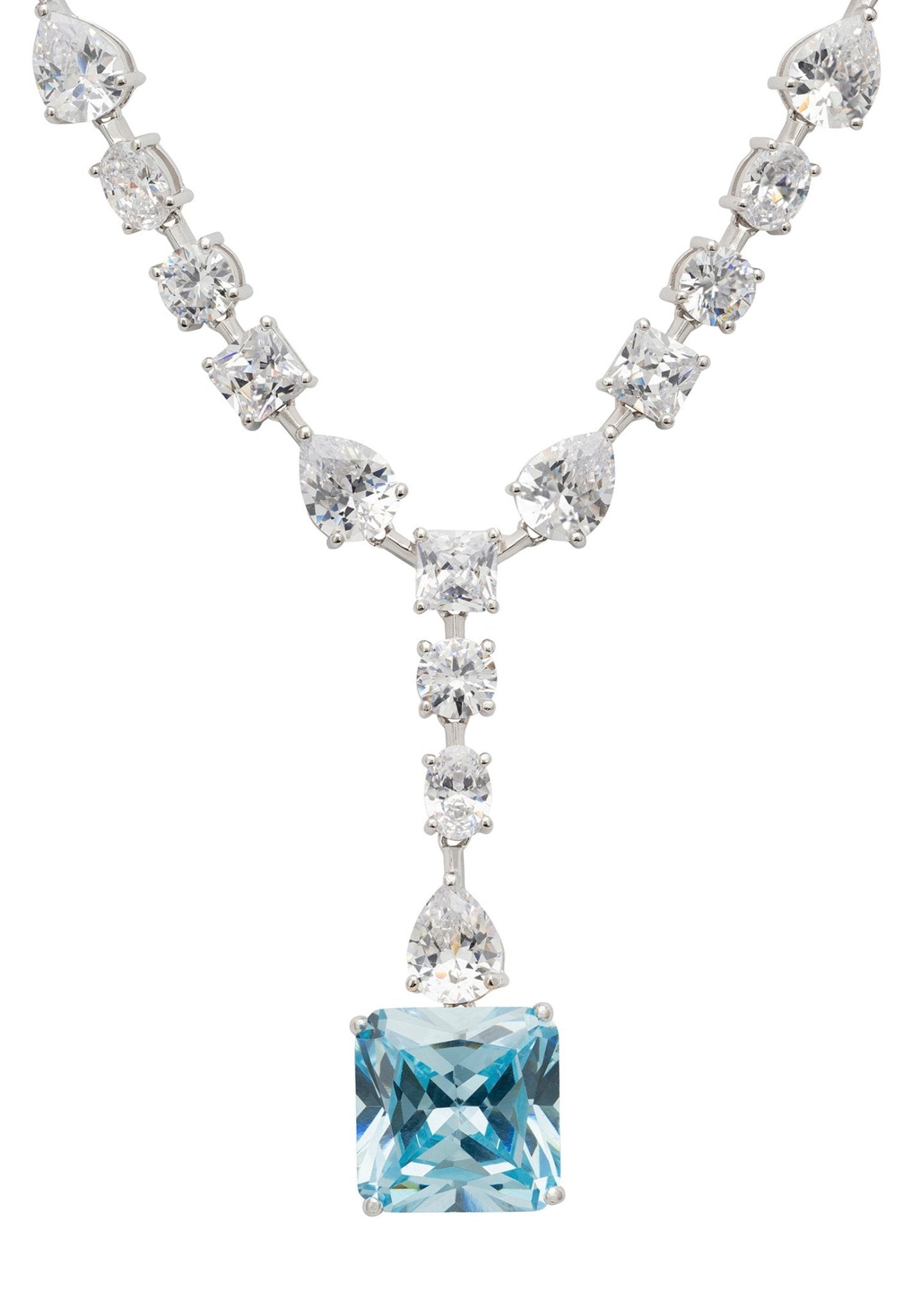 Penelope Blue Topaz Statement Necklace Silver - LATELITA Necklaces