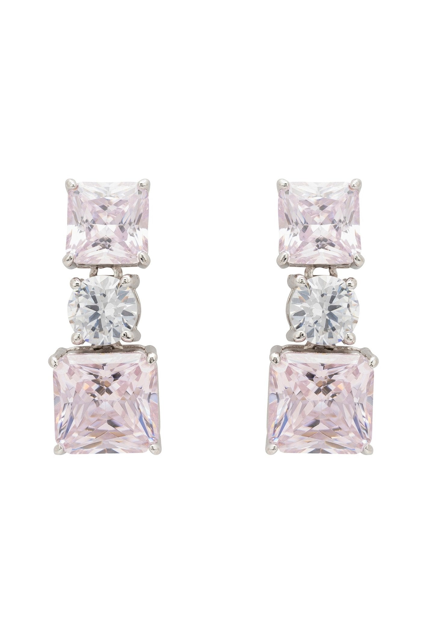 Penelope Drop Earrings Morganite Silver - LATELITA Earrings