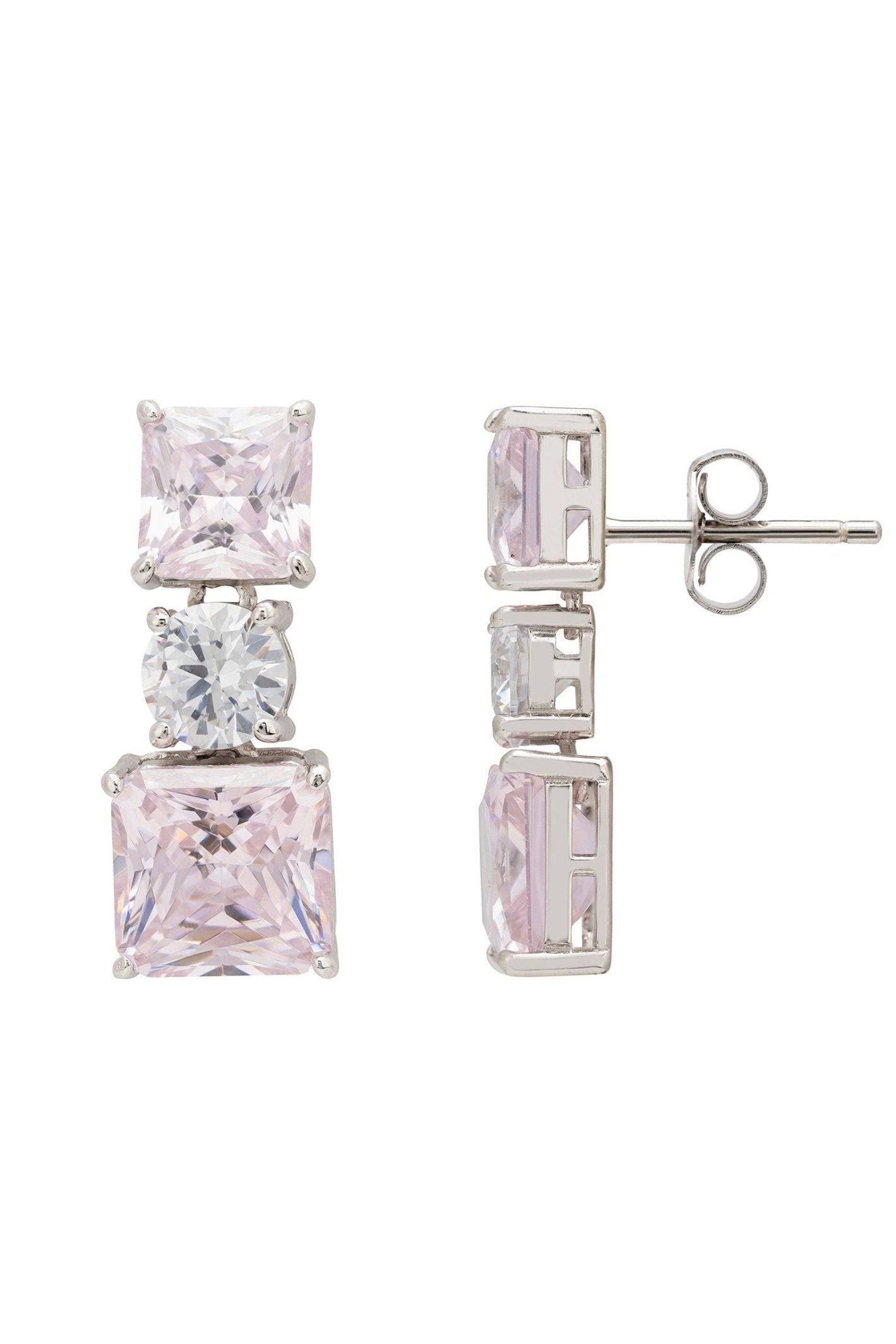 Penelope Drop Earrings Morganite Silver - LATELITA Earrings