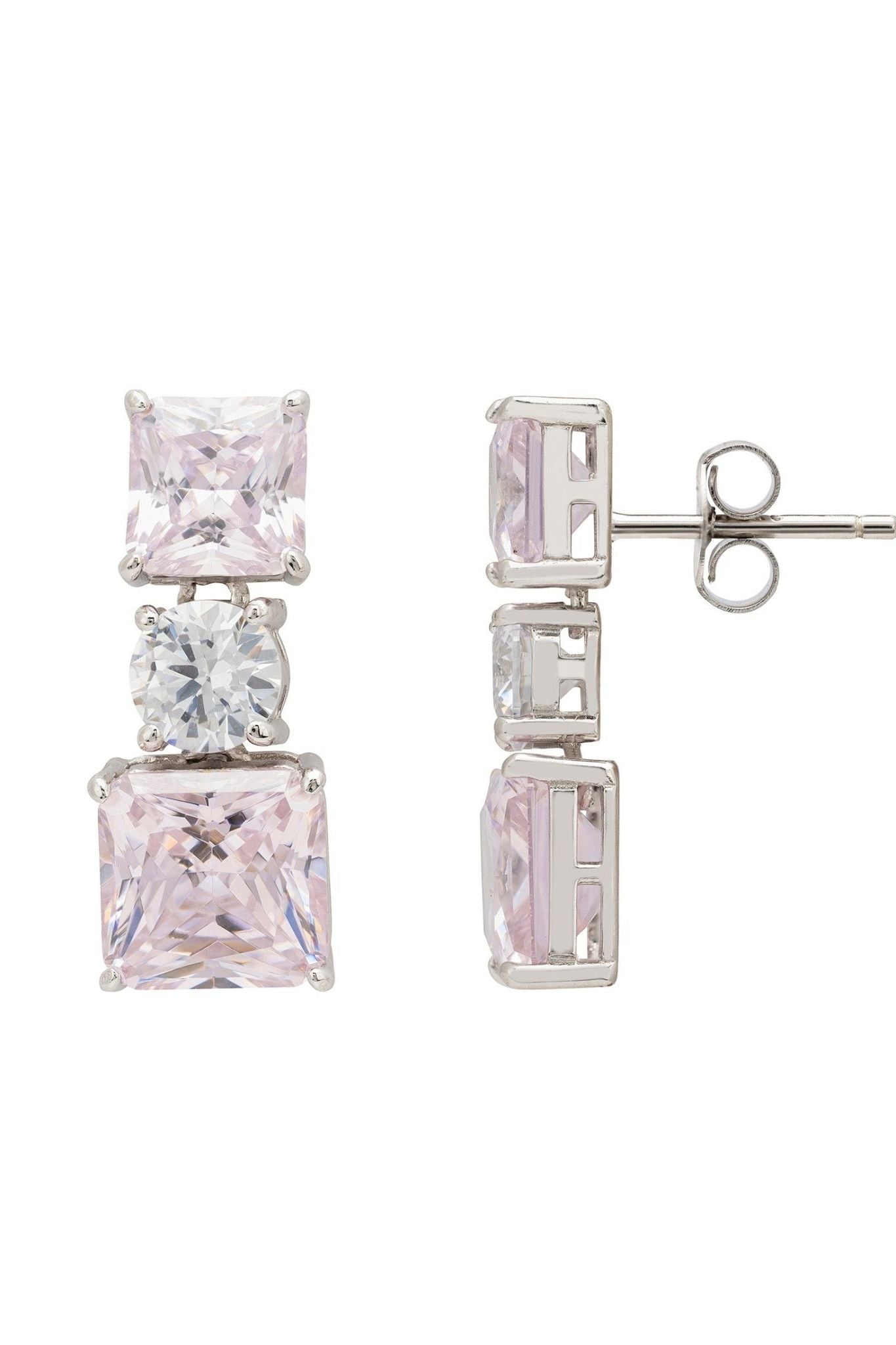 Penelope Drop Earrings Morganite Silver - LATELITA Earrings