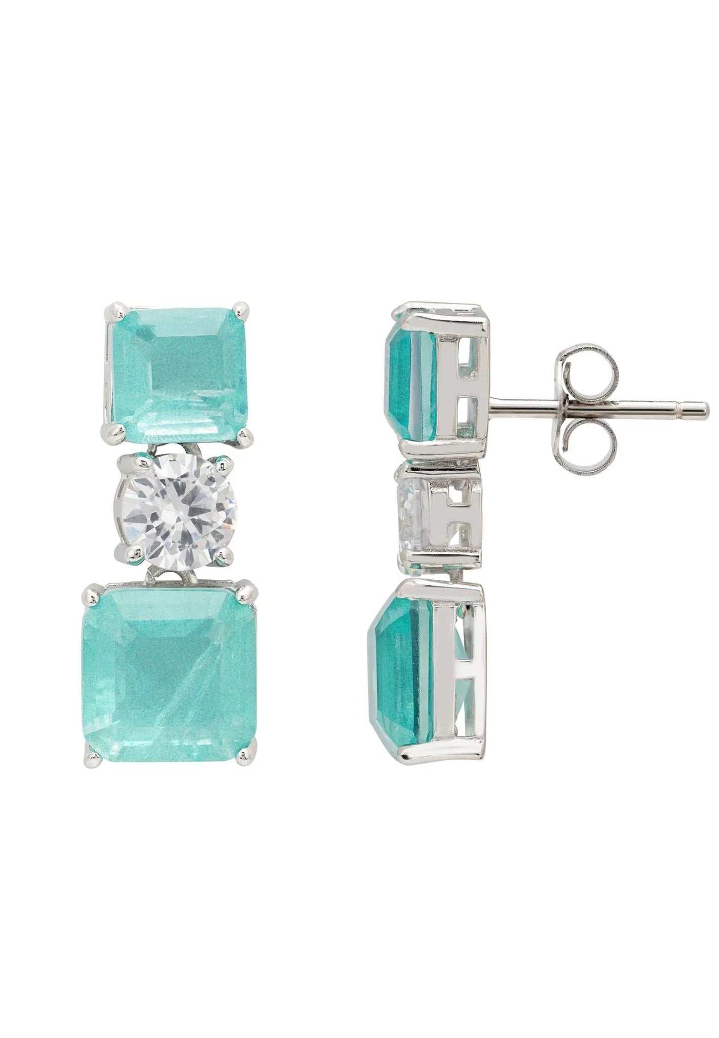 Penelope Drop Earrings Paraiba Tourmaline Silver - LATELITA Earrings