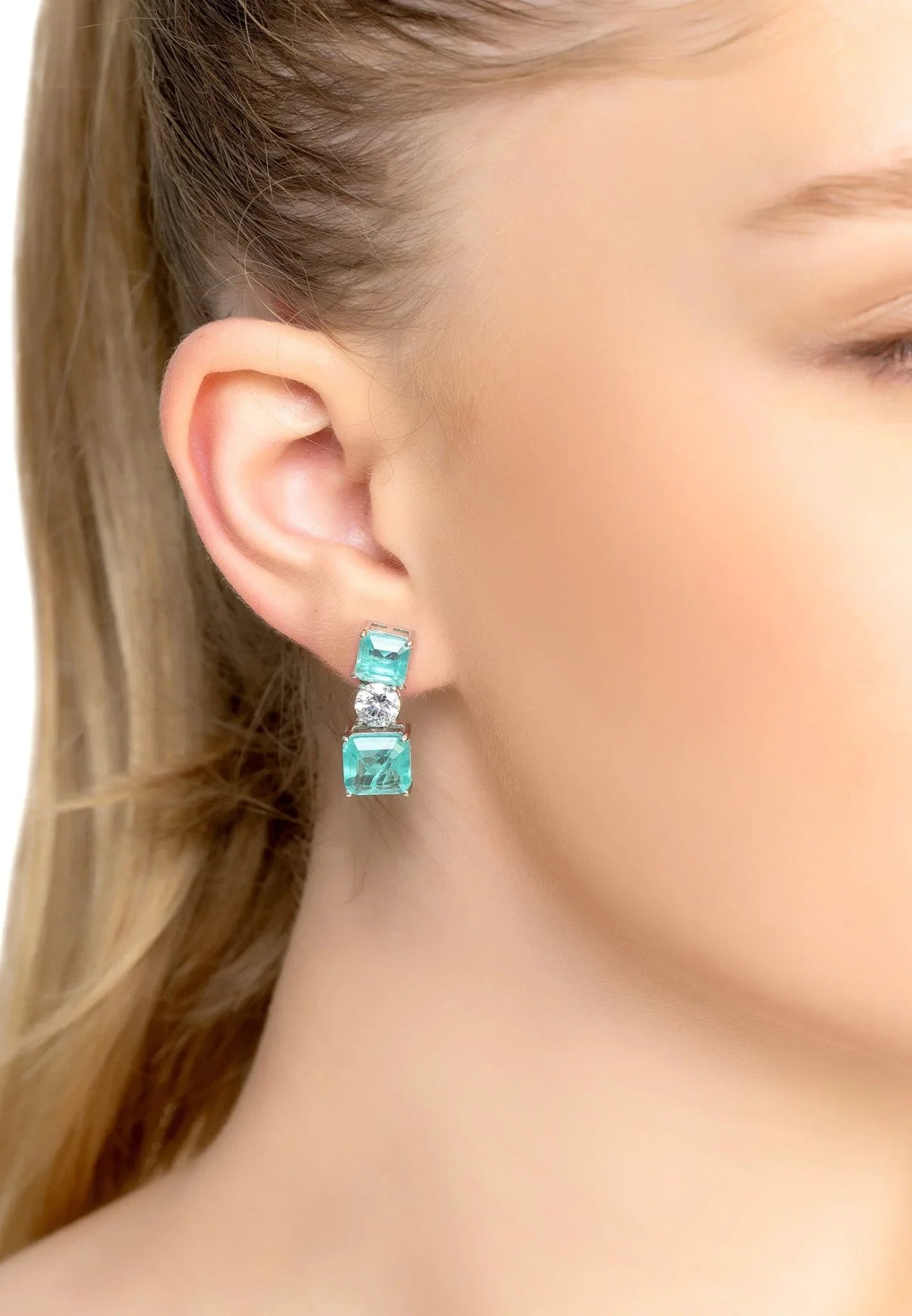 Penelope Drop Earrings Paraiba Tourmaline Silver - LATELITA Earrings