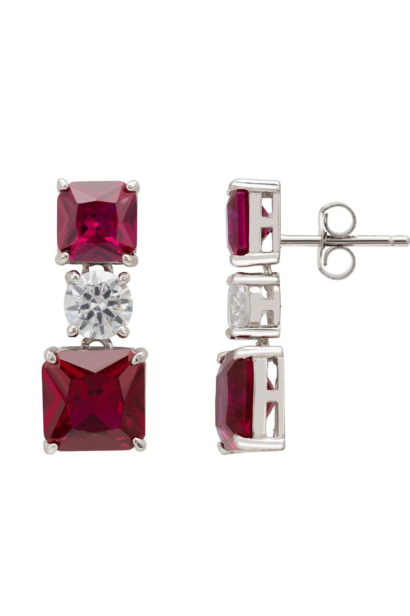Penelope Drop Earrings Ruby Silver - LATELITA Earrings