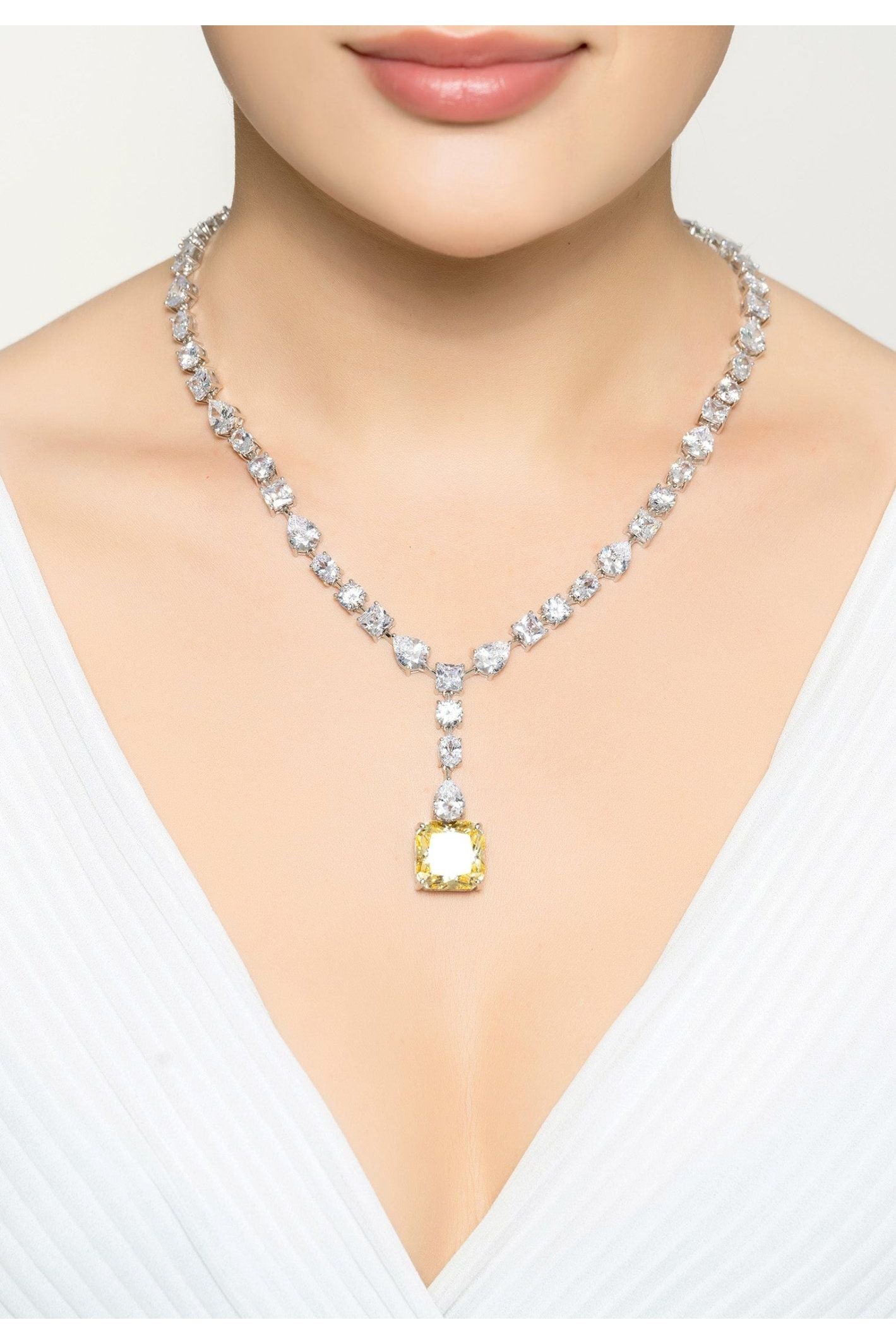 Penelope Lemon Topaz Statement Necklace Silver - LATELITA Necklaces