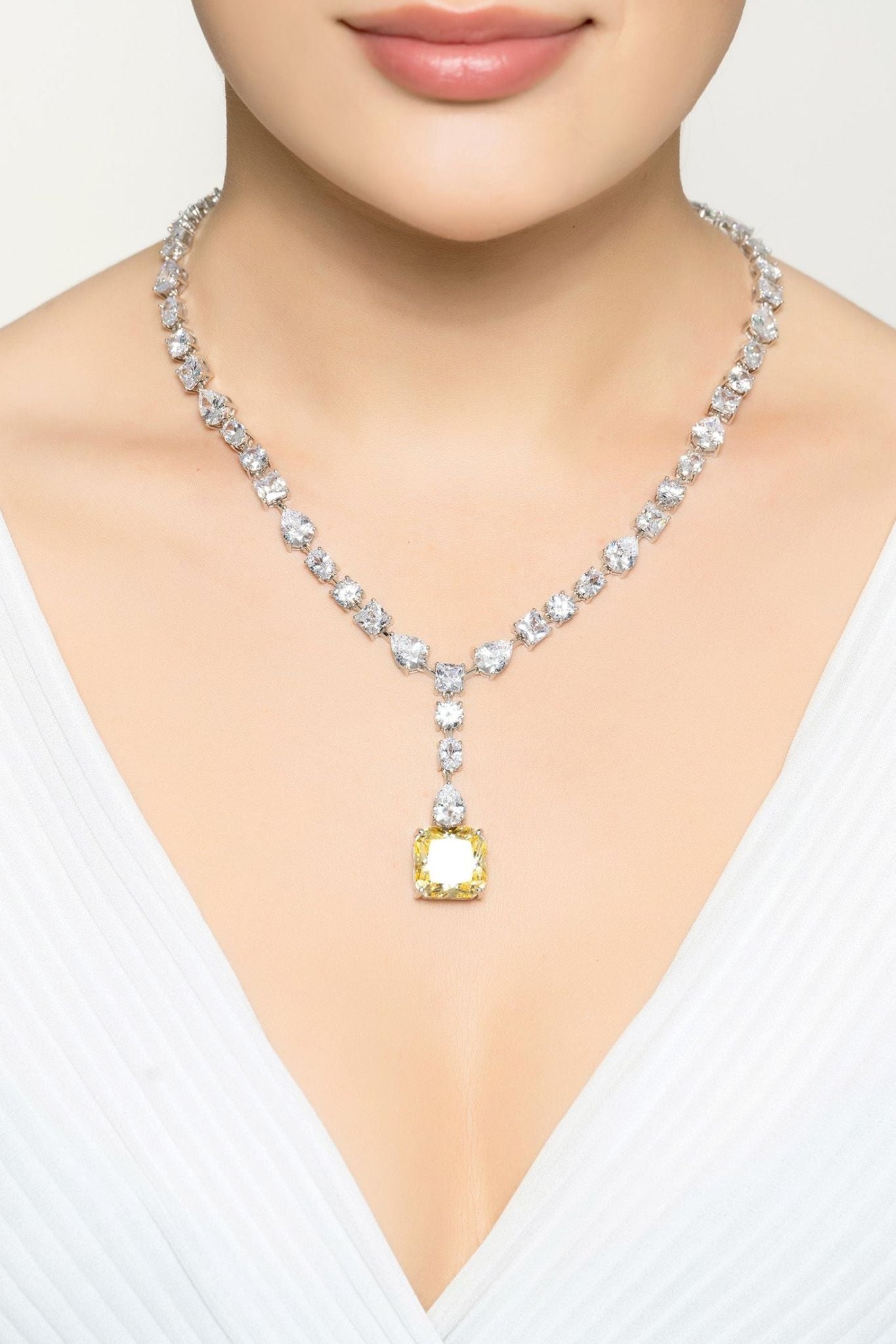 Penelope Lemon Topaz Statement Necklace Silver - LATELITA Necklaces