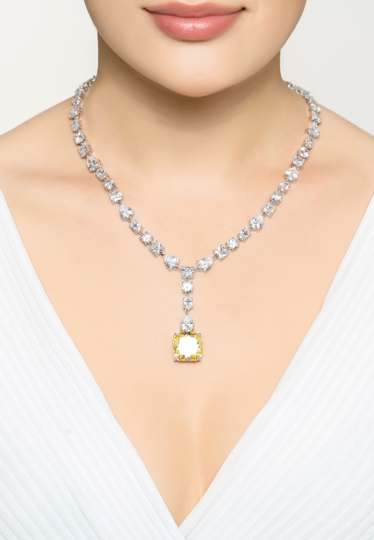 Penelope Lemon Topaz Statement Necklace Silver - LATELITA Necklaces
