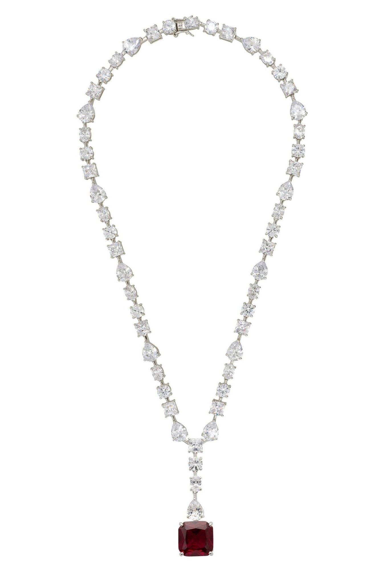 Penelope Ruby Statement Necklace Silver - LATELITA Necklaces