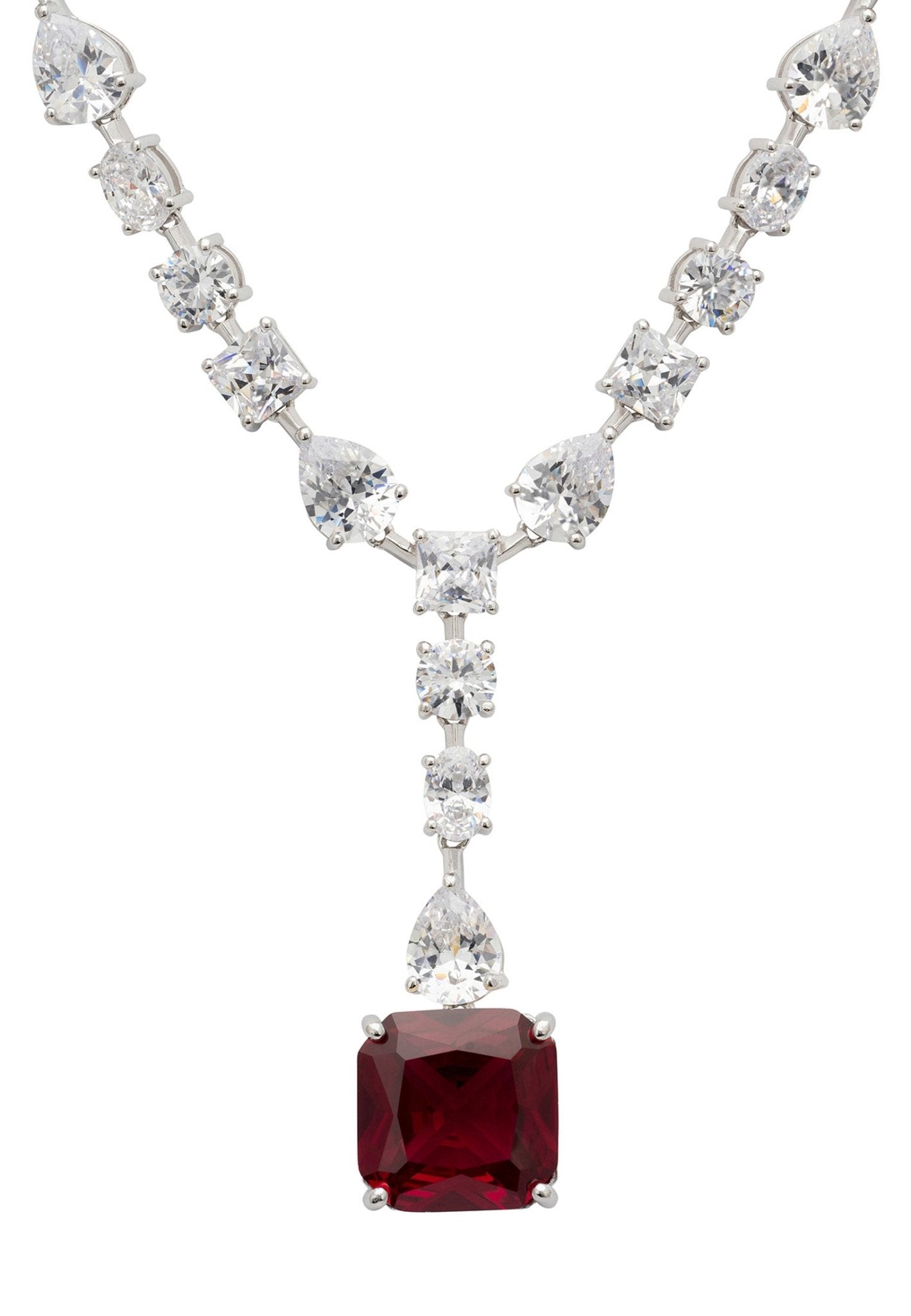 Penelope Ruby Statement Necklace Silver - LATELITA Necklaces