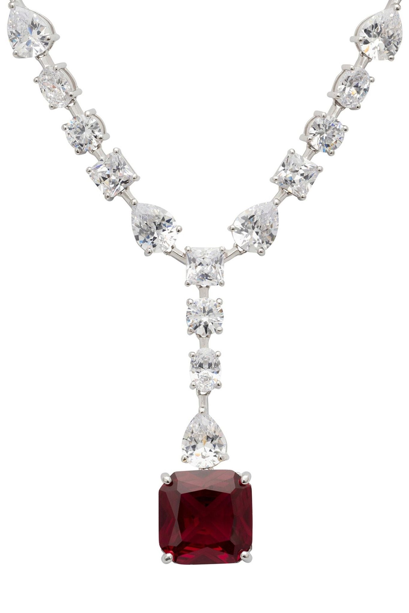Penelope Ruby Statement Necklace Silver - LATELITA Necklaces