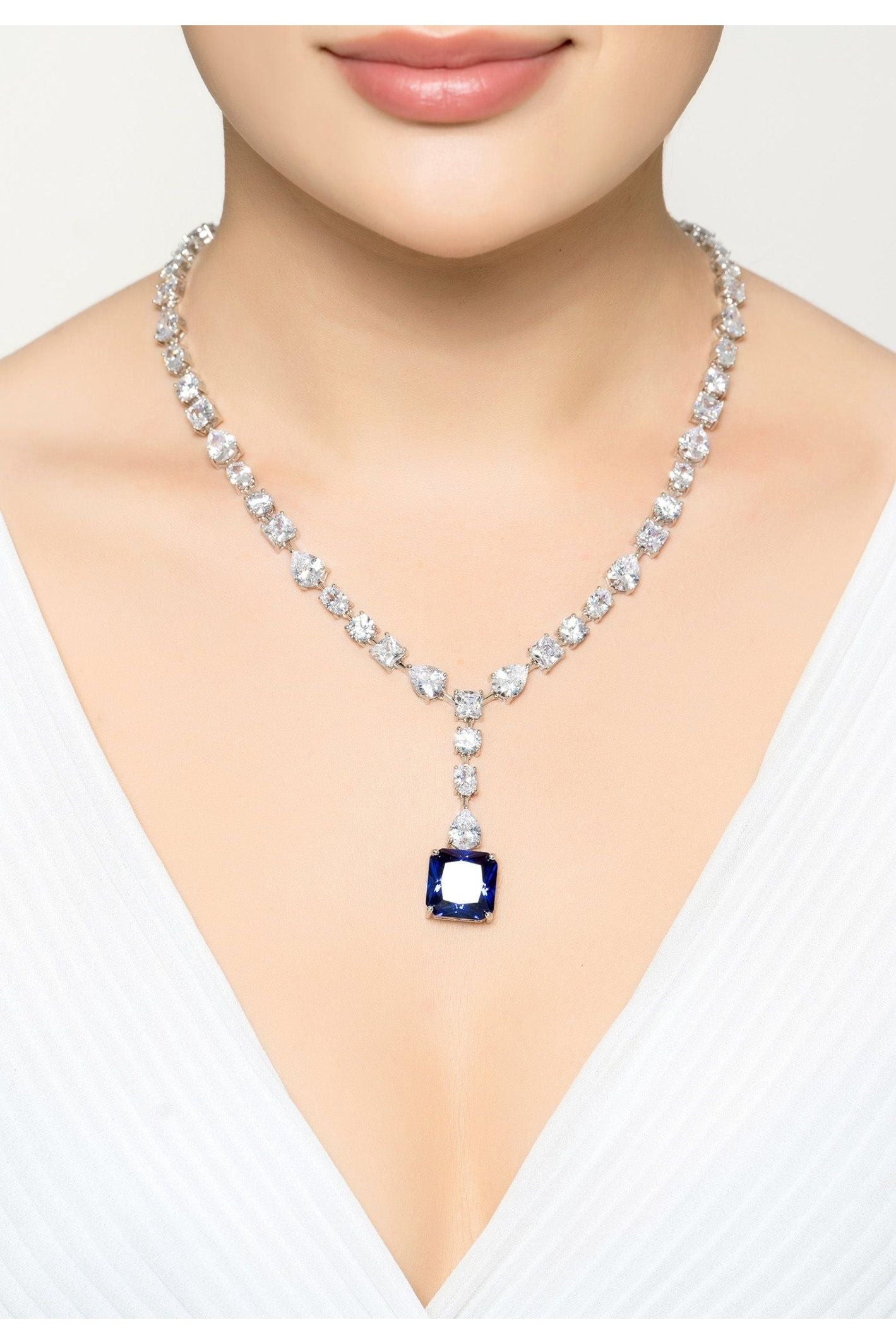 Penelope Tanzanite Statement Necklace Silver - LATELITA Necklaces