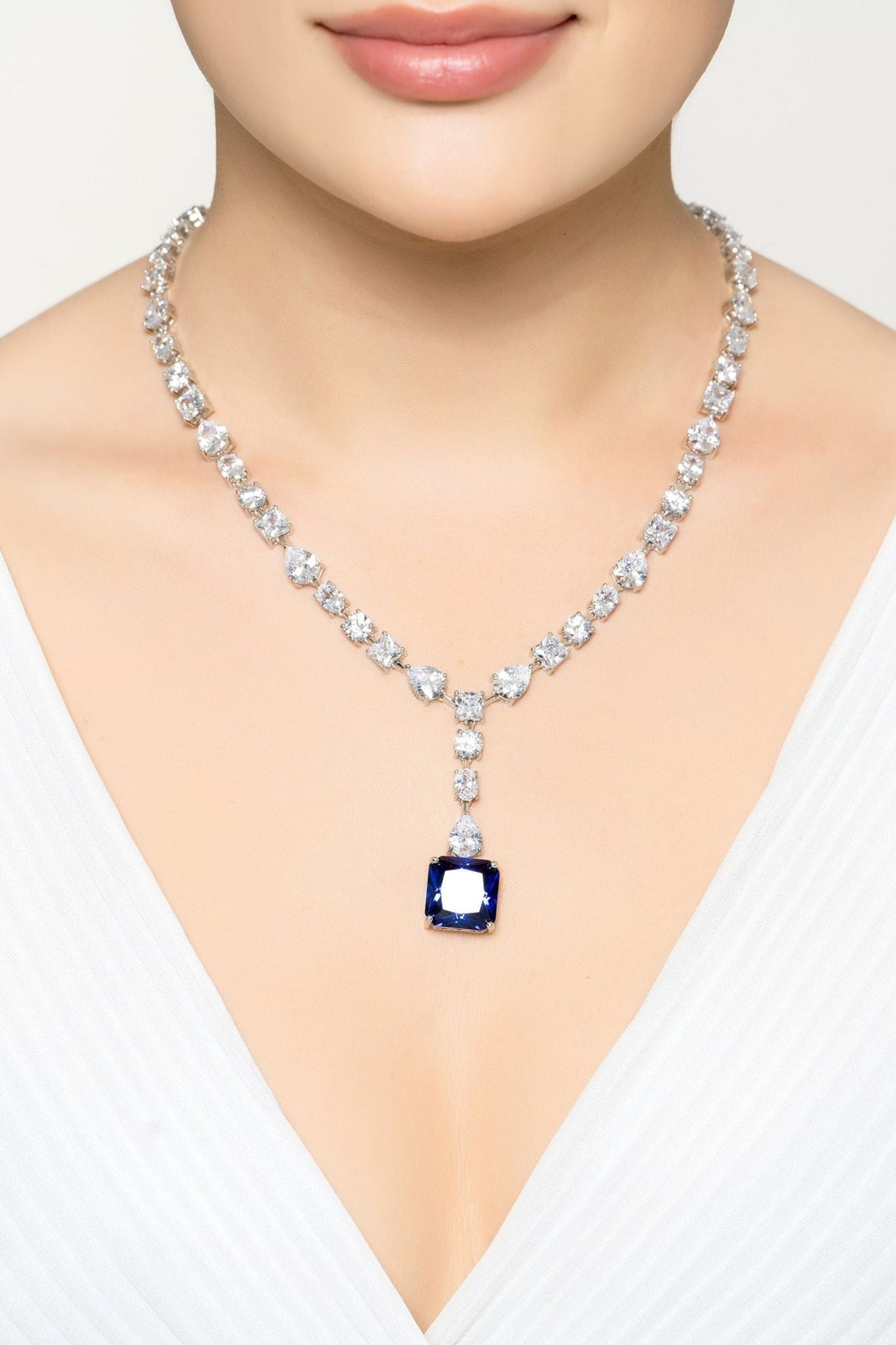 Penelope Tanzanite Statement Necklace Silver - LATELITA Necklaces