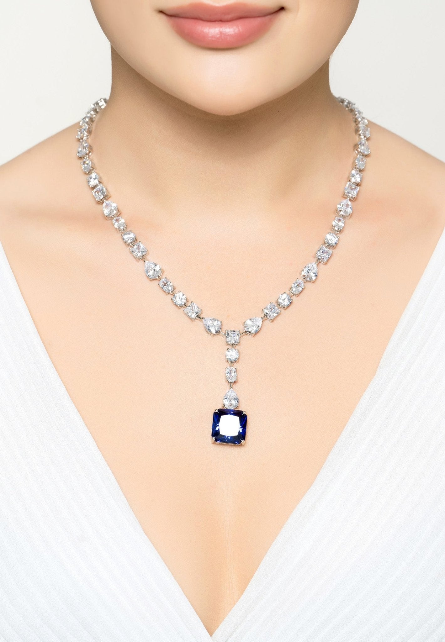 Penelope Tanzanite Statement Necklace Silver - LATELITA Necklaces