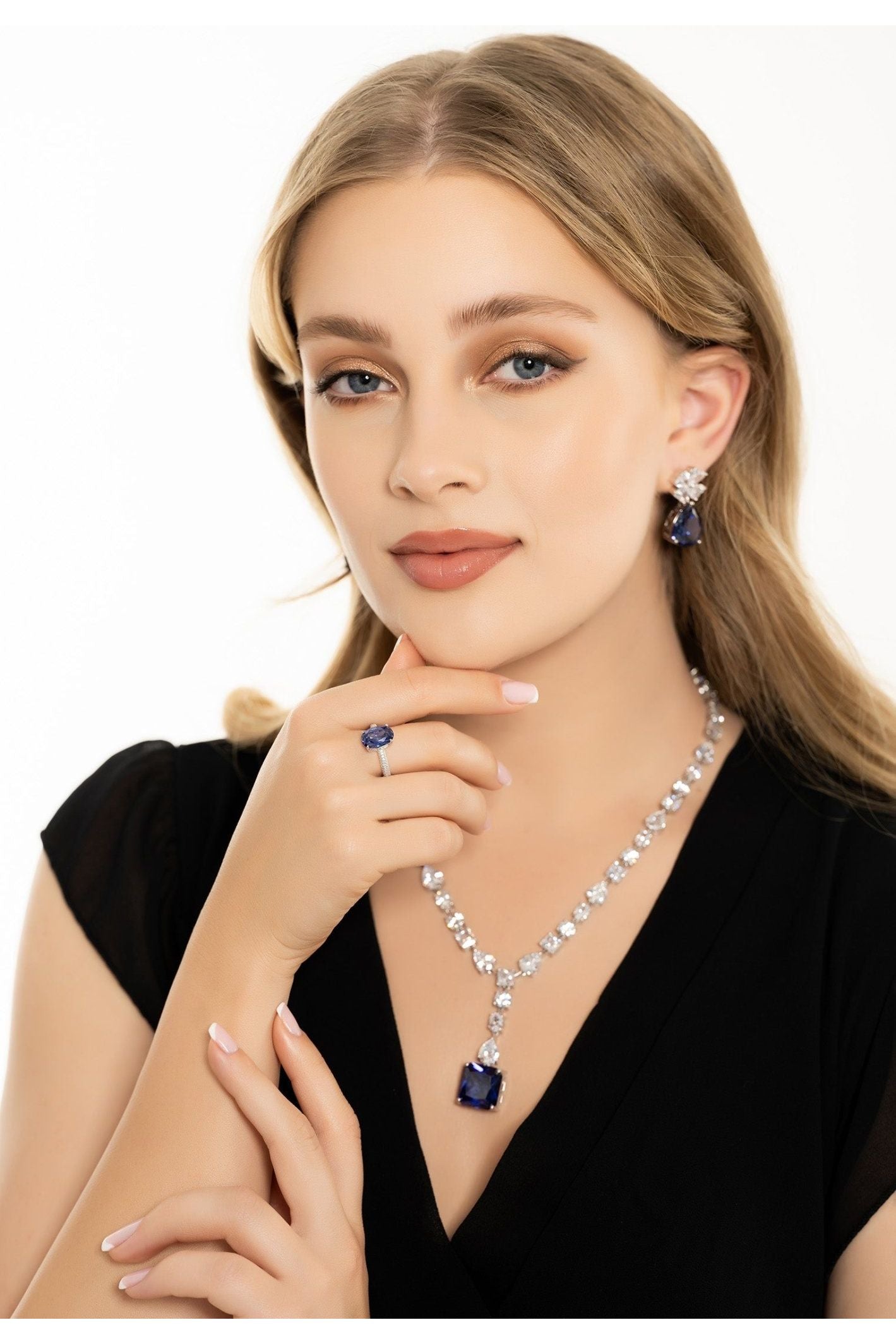 Penelope Tanzanite Statement Necklace Silver - LATELITA Necklaces