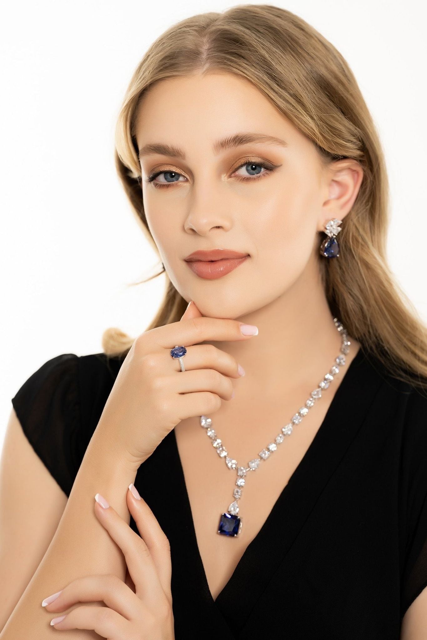 Penelope Tanzanite Statement Necklace Silver - LATELITA Necklaces