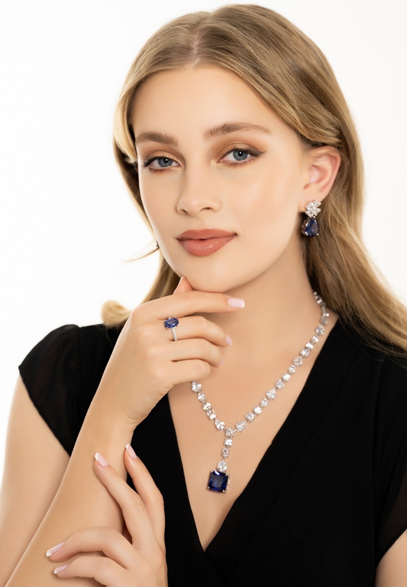 Penelope Tanzanite Statement Necklace Silver - LATELITA Necklaces