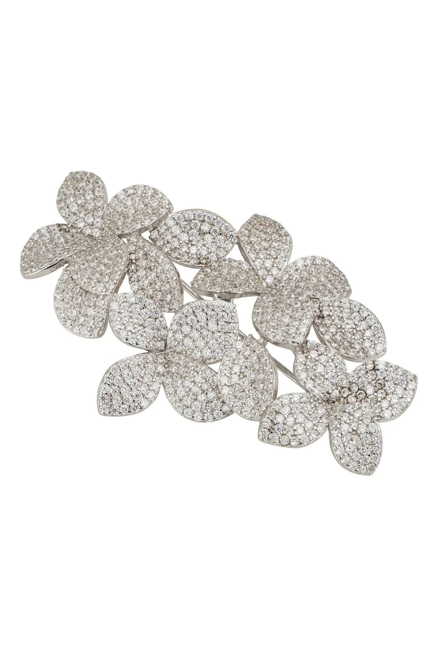 Petal Cascading Flower Brooch Silver - LATELITA Brooches