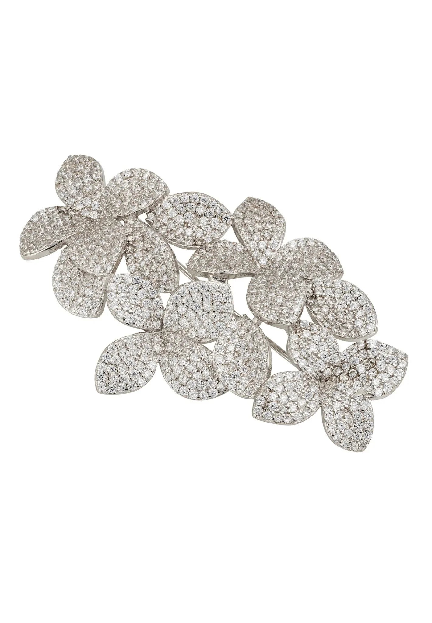 Petal Cascading Flower Brooch Silver - LATELITA Brooches