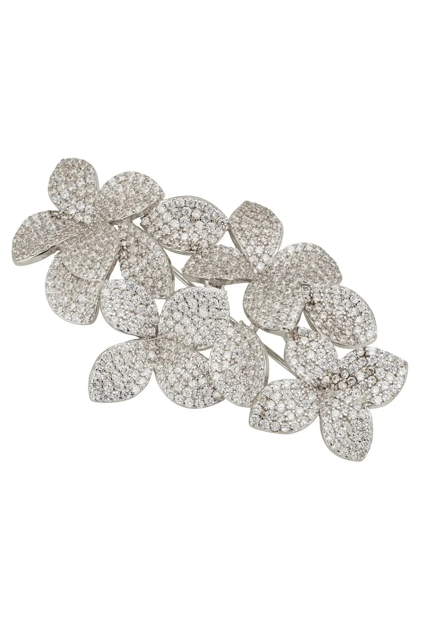 Petal Cascading Flower Brooch Silver - LATELITA Brooches