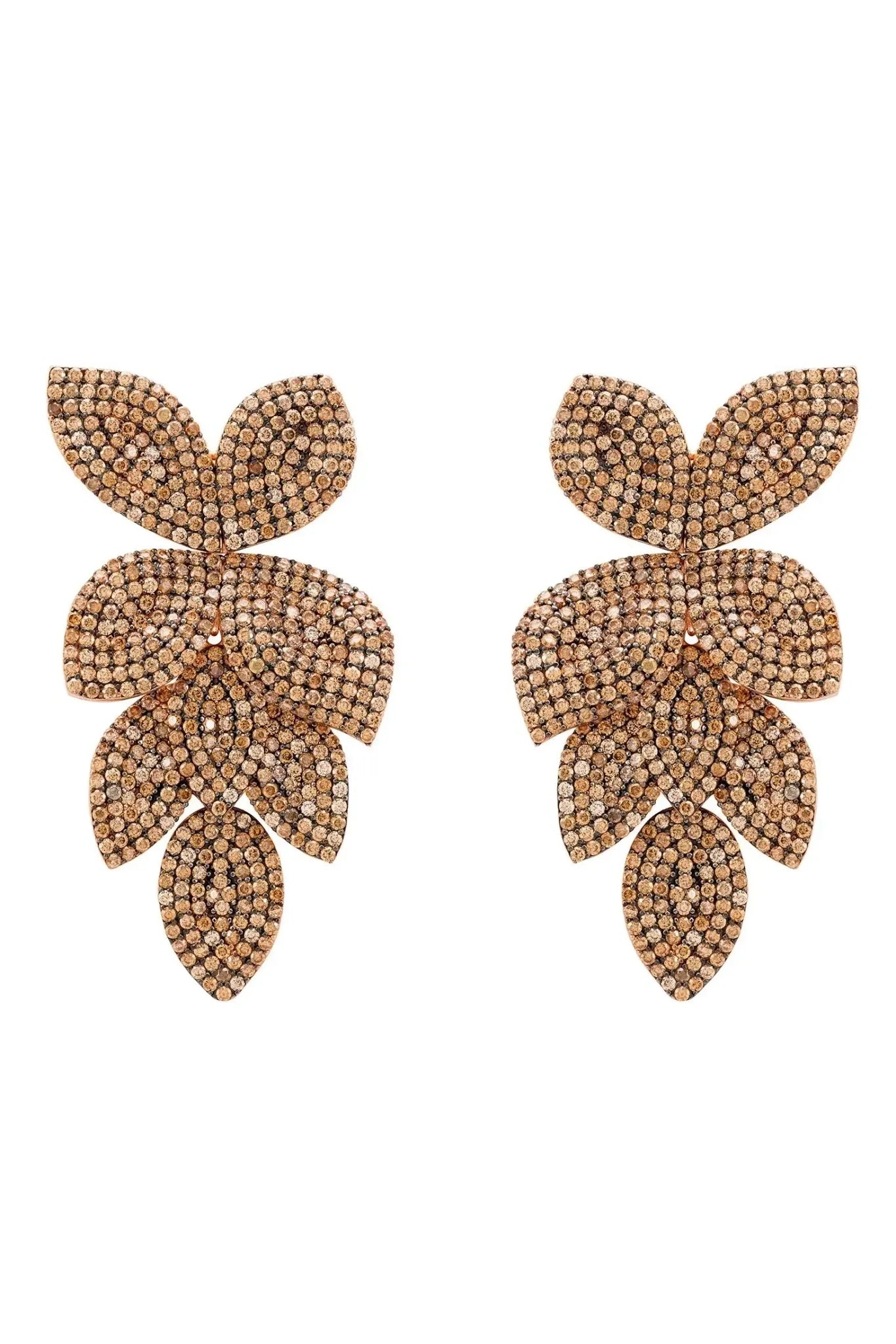 Petal Cascading Flower Earrings Rosegold Champagne - LATELITA Earrings