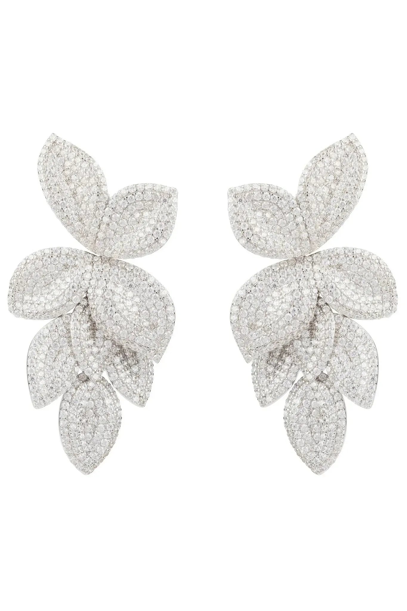 Petal Cascading Flower Earrings Silver - LATELITA Earrings