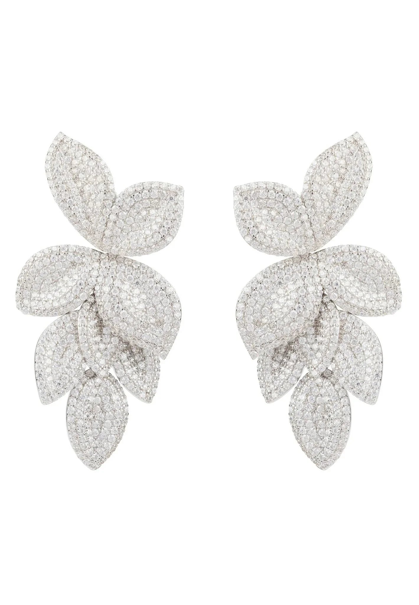 Petal Cascading Flower Earrings Silver - LATELITA Earrings
