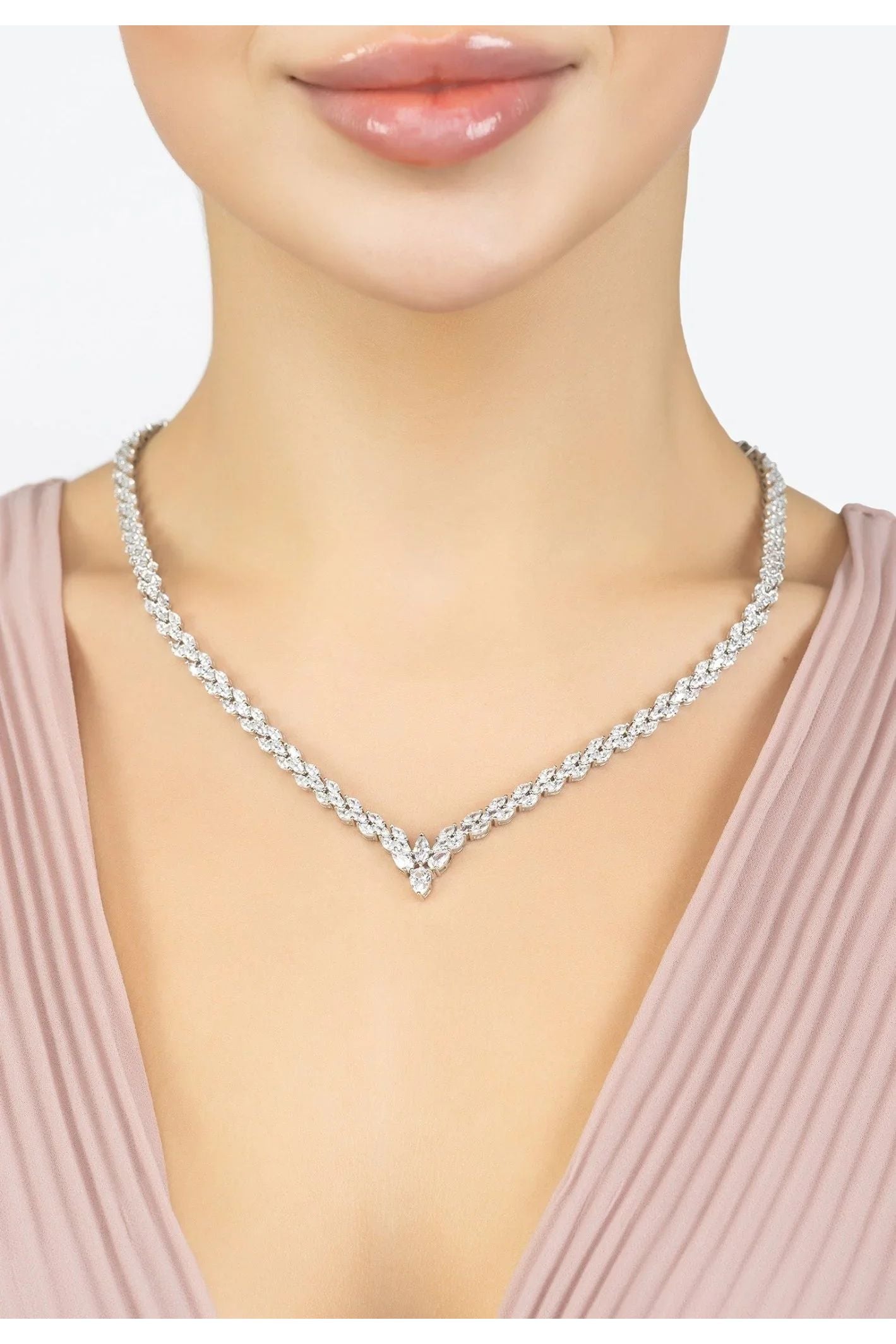 Petal Tennis Necklace Silver - LATELITA Necklaces