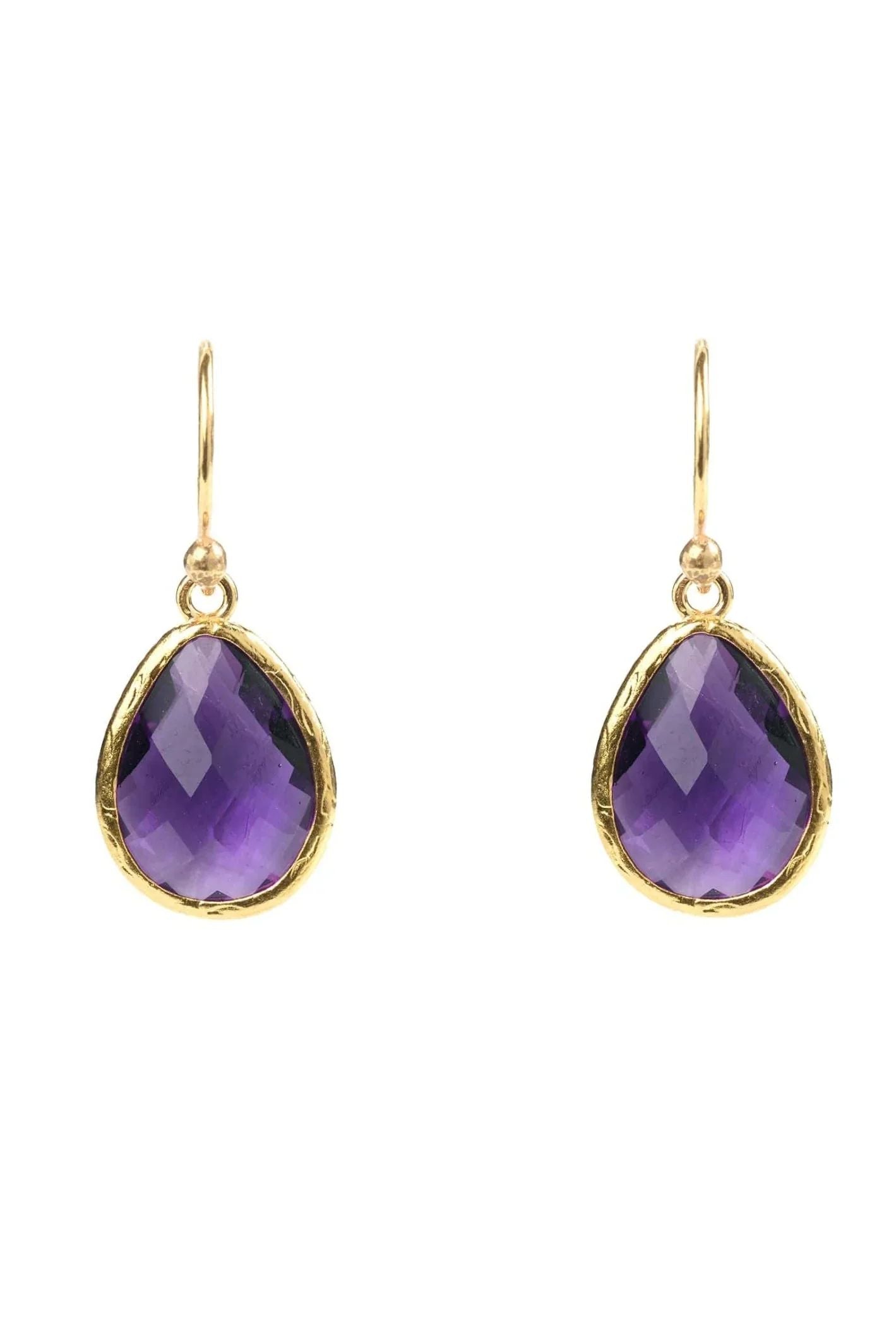 Petite Drop Earrings Amethyst Hydro Gold - LATELITA Earrings