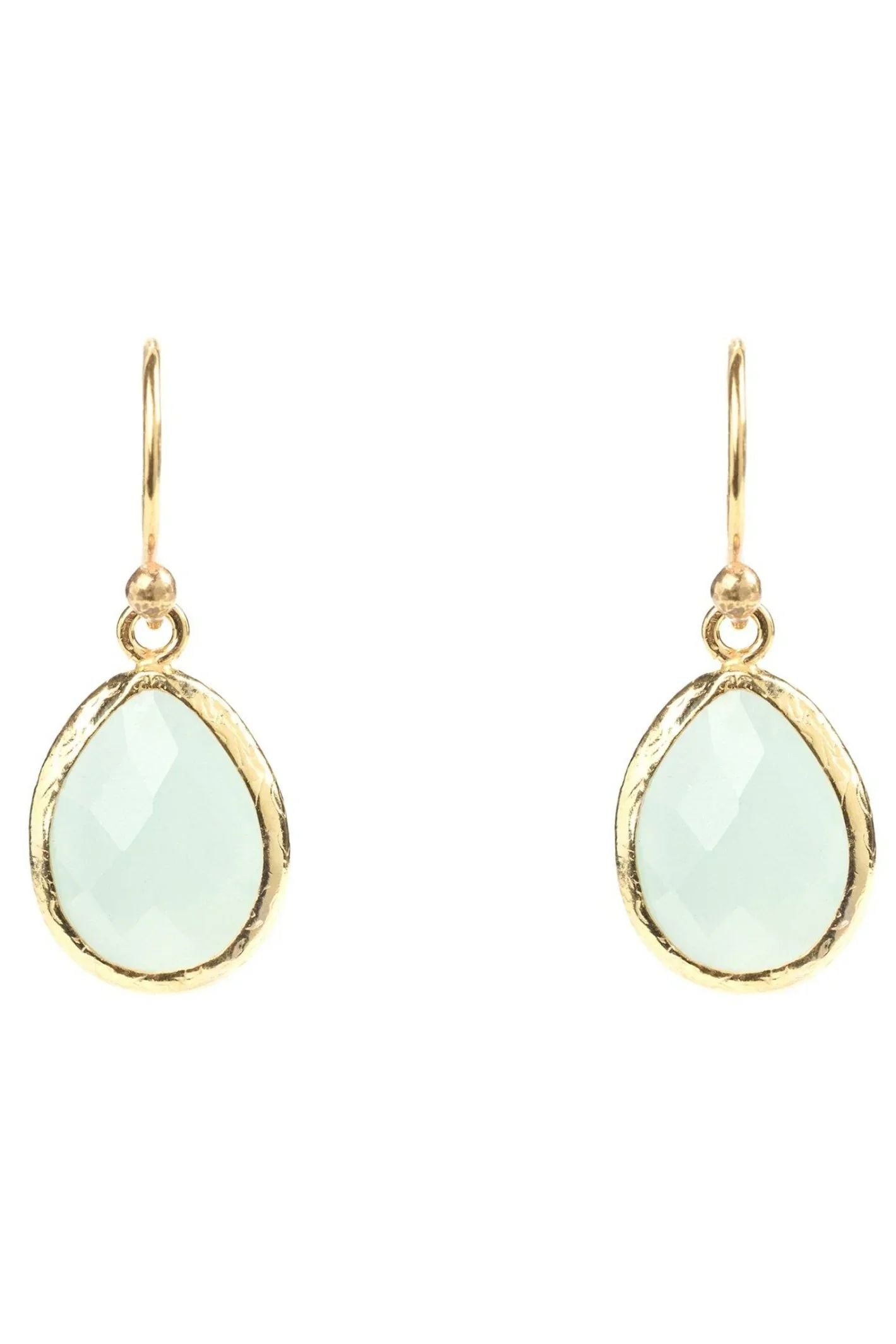 Petite Drop Earrings Aqua Chalcedony Gold - LATELITA Earrings