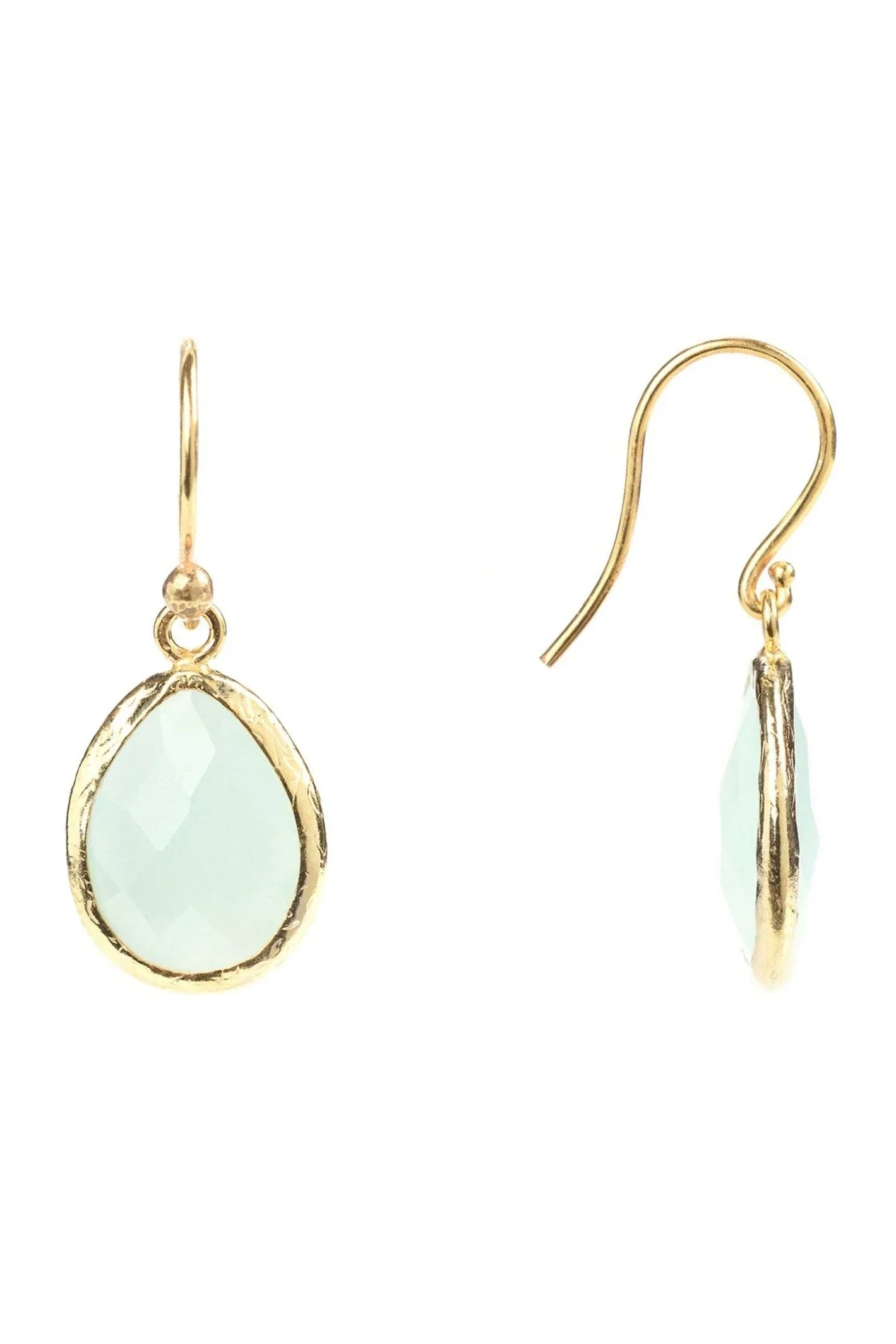 Petite Drop Earrings Aqua Chalcedony Gold - LATELITA Earrings