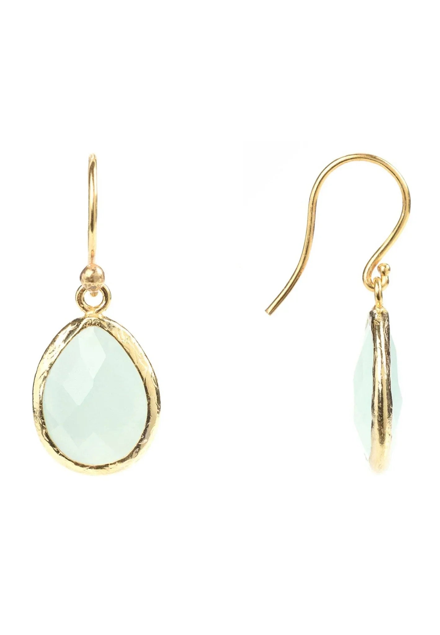 Petite Drop Earrings Aqua Chalcedony Gold - LATELITA Earrings