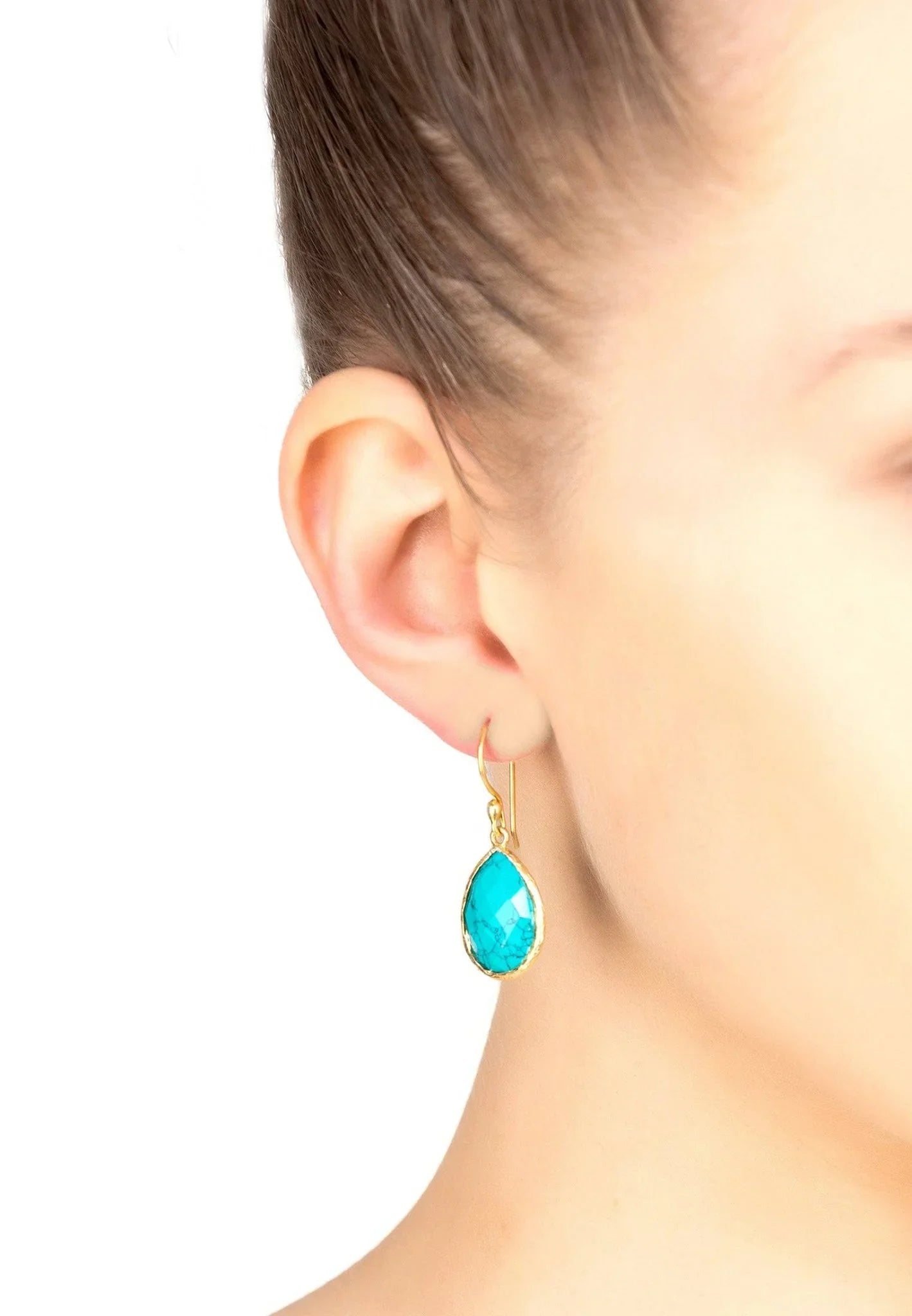 Petite Drop Earrings Arizona Turquoise Gold - LATELITA Earrings