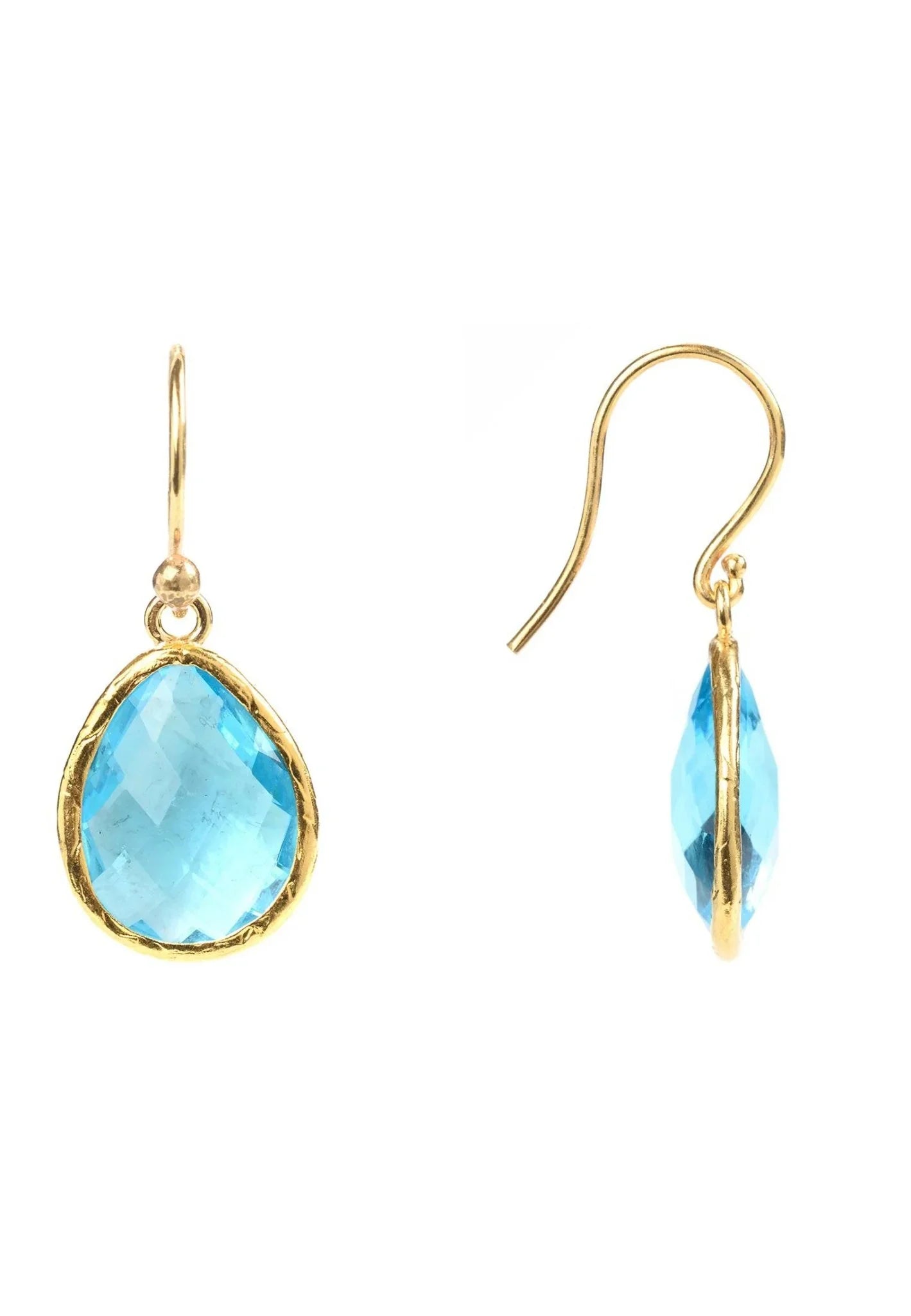Petite Drop Earrings Blue Topaz Hydro Gold - LATELITA Earrings