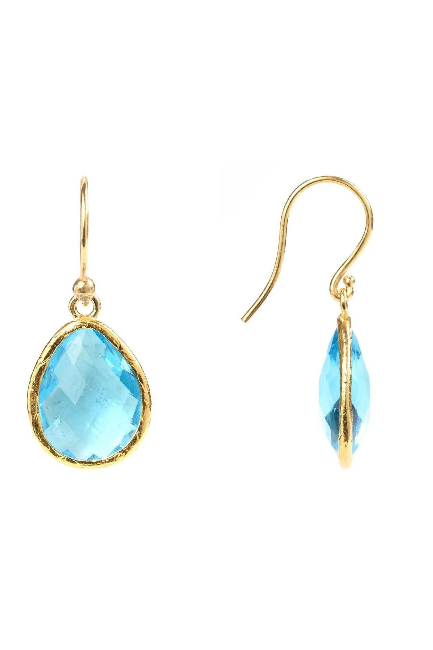Petite Drop Earrings Blue Topaz Hydro Gold - LATELITA Earrings