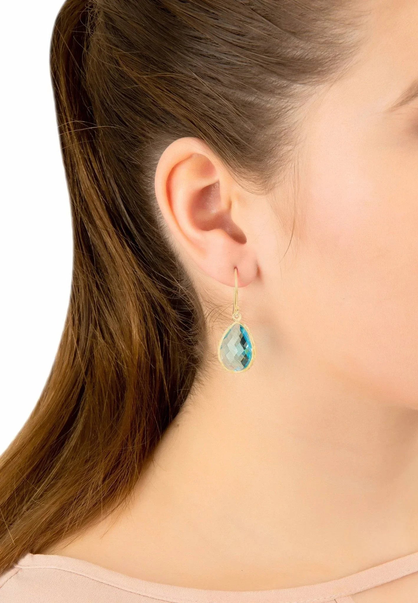 Petite Drop Earrings Blue Topaz Hydro Gold - LATELITA Earrings