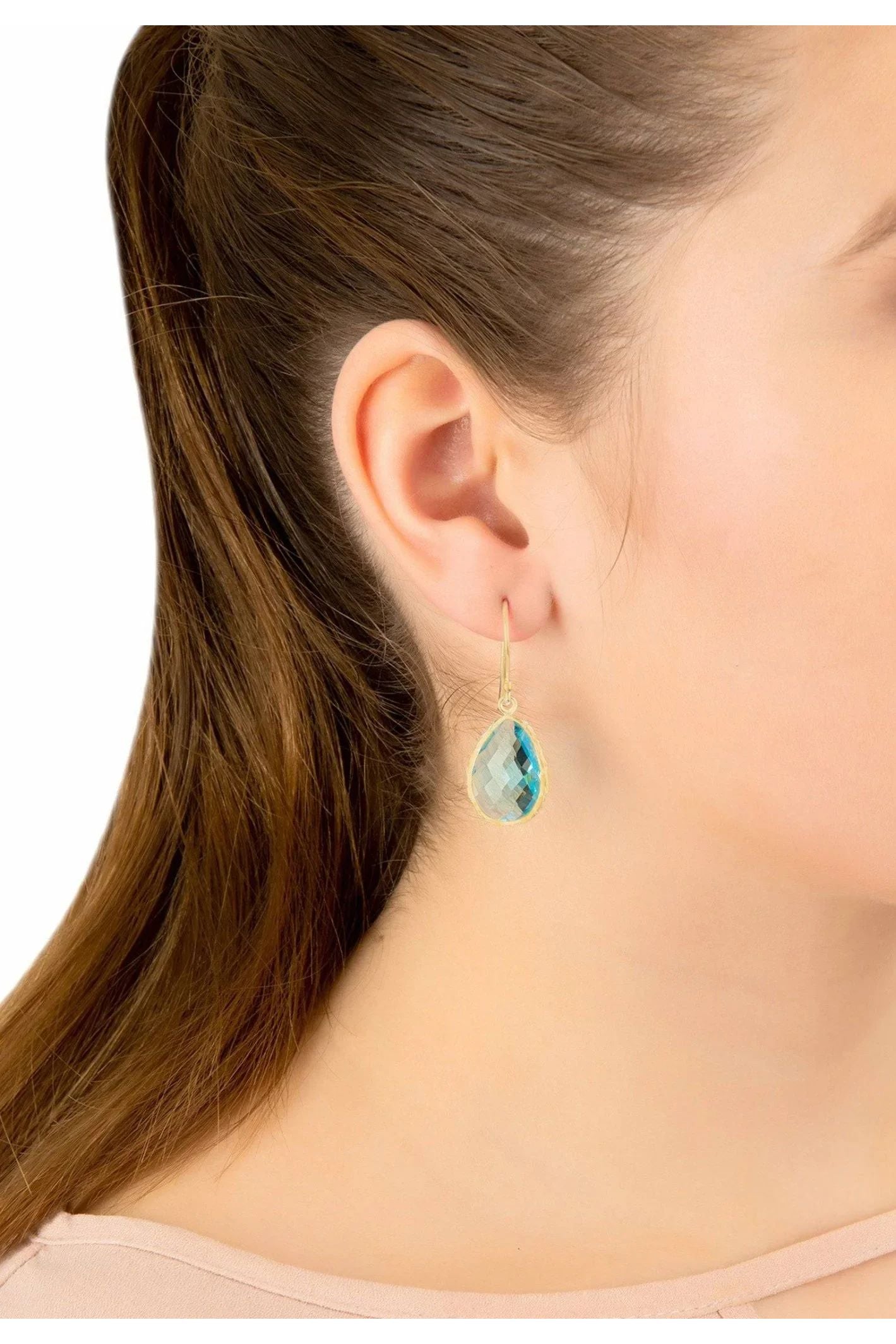 Petite Drop Earrings Blue Topaz Hydro Gold - LATELITA Earrings