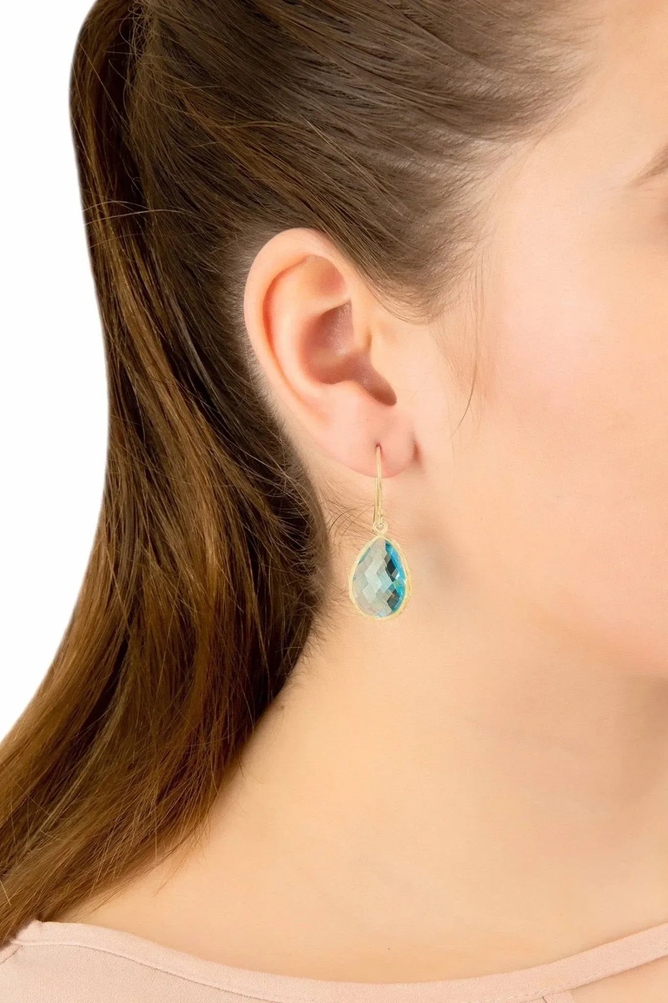 Petite Drop Earrings Blue Topaz Hydro Gold - LATELITA Earrings