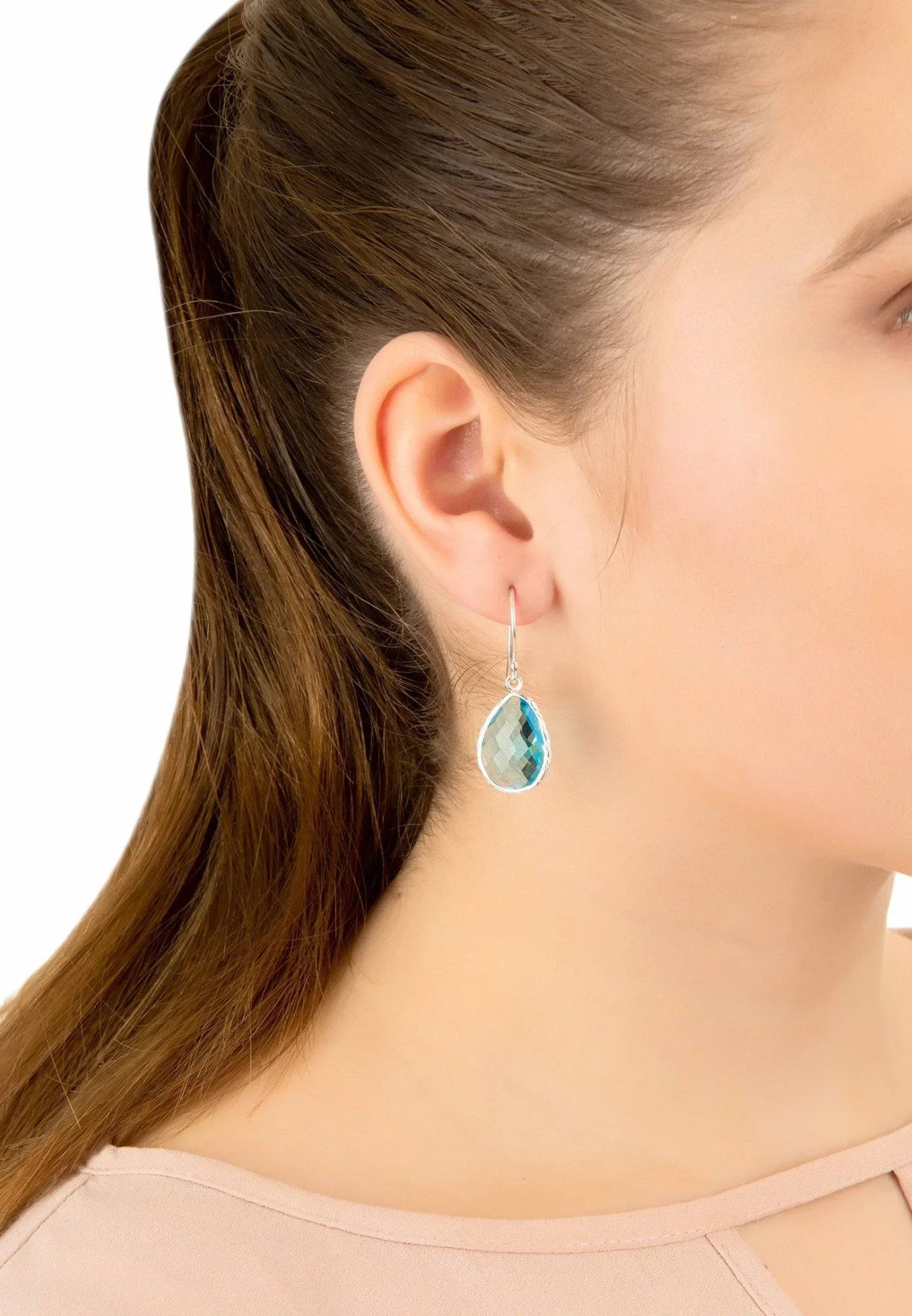 Petite Drop Earrings Blue Topaz Hydro Silver - LATELITA Earrings