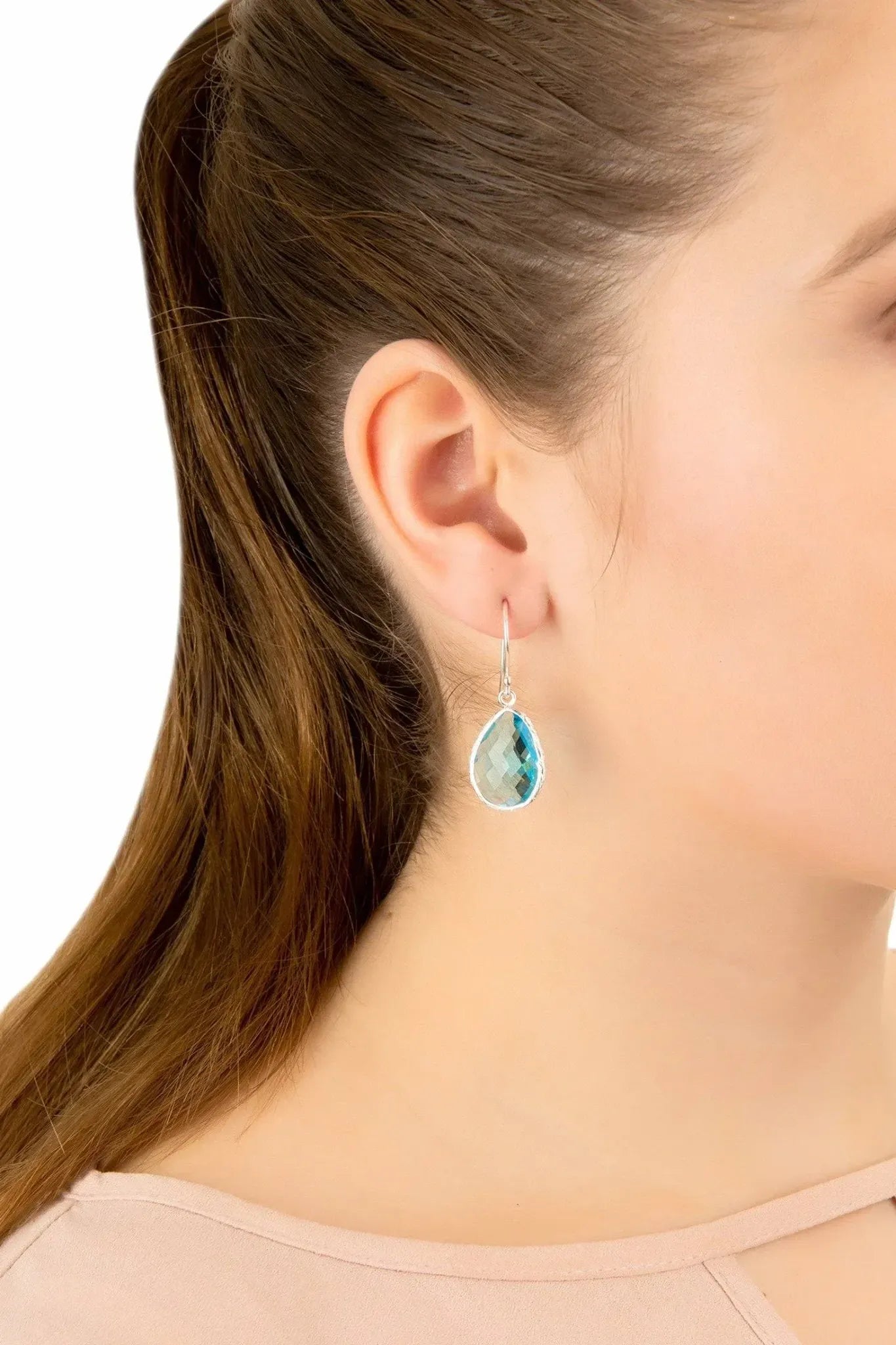 Petite Drop Earrings Blue Topaz Hydro Silver - LATELITA Earrings
