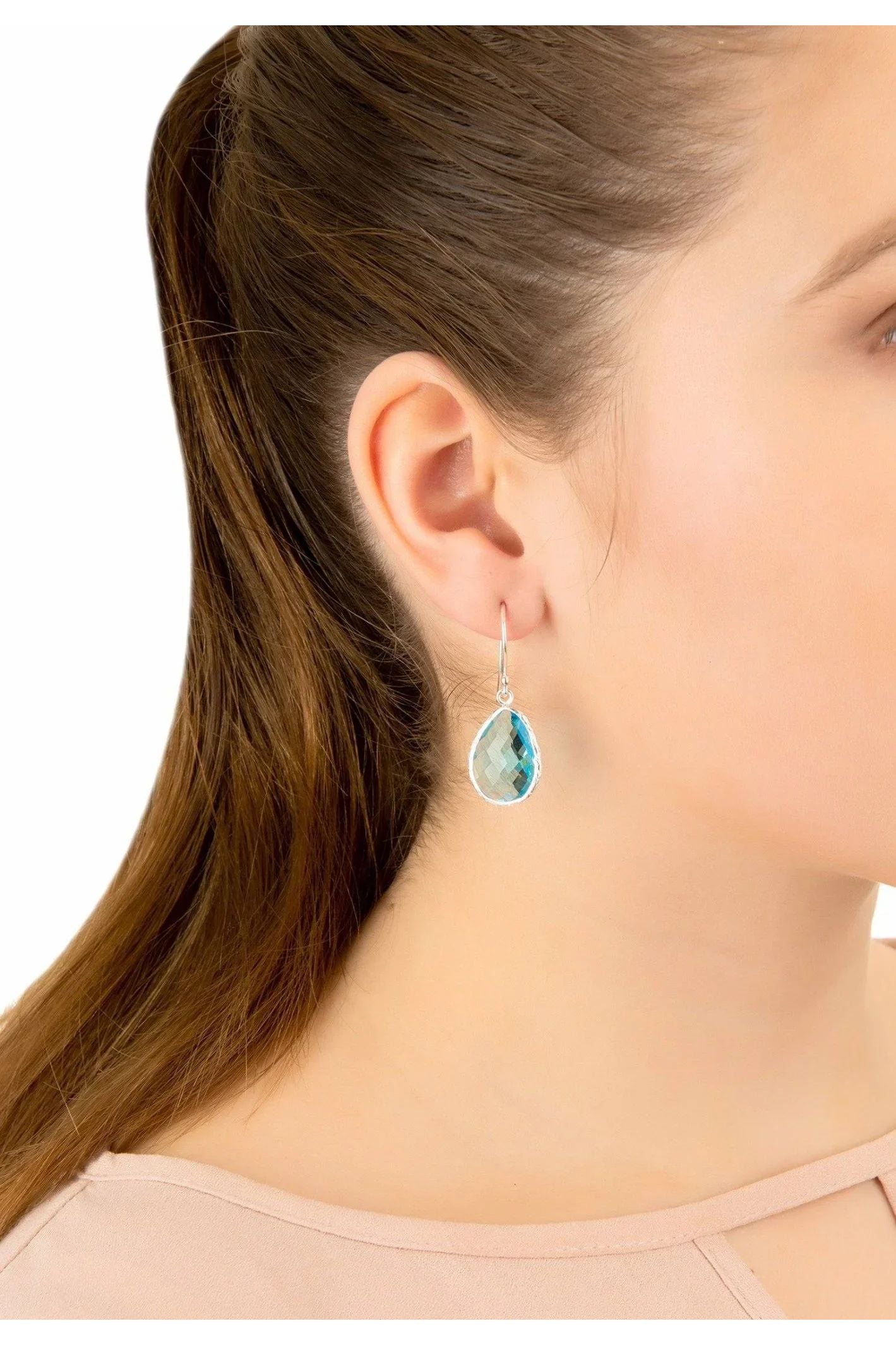 Petite Drop Earrings Blue Topaz Hydro Silver - LATELITA Earrings