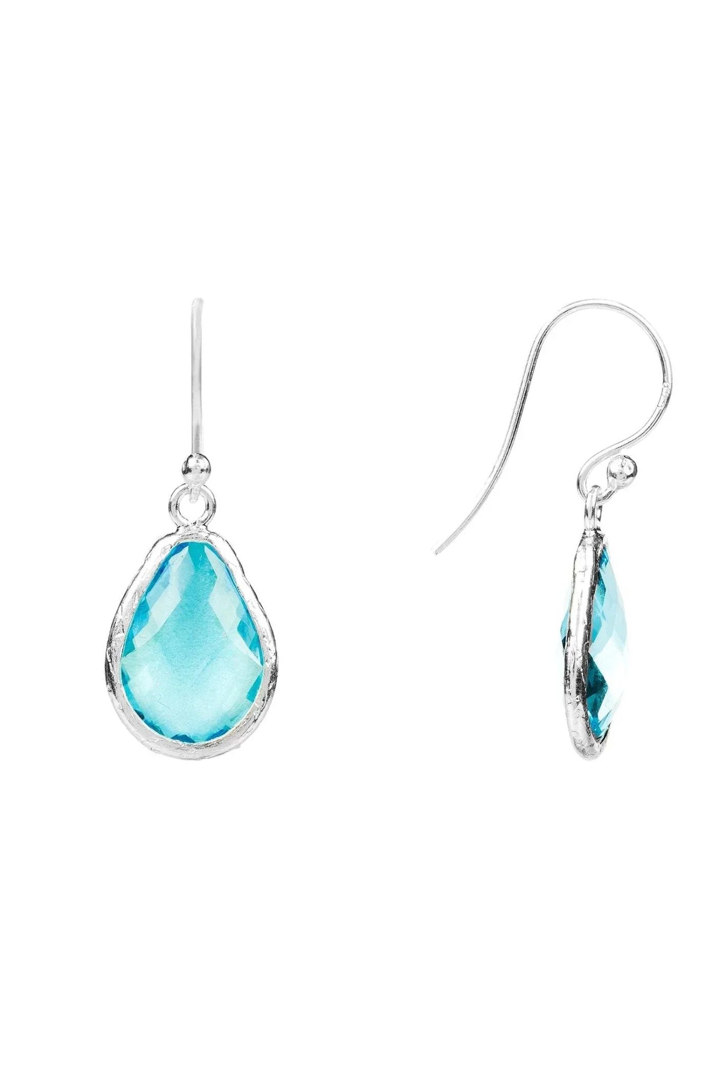 Petite Drop Earrings Blue Topaz Hydro Silver - LATELITA Earrings