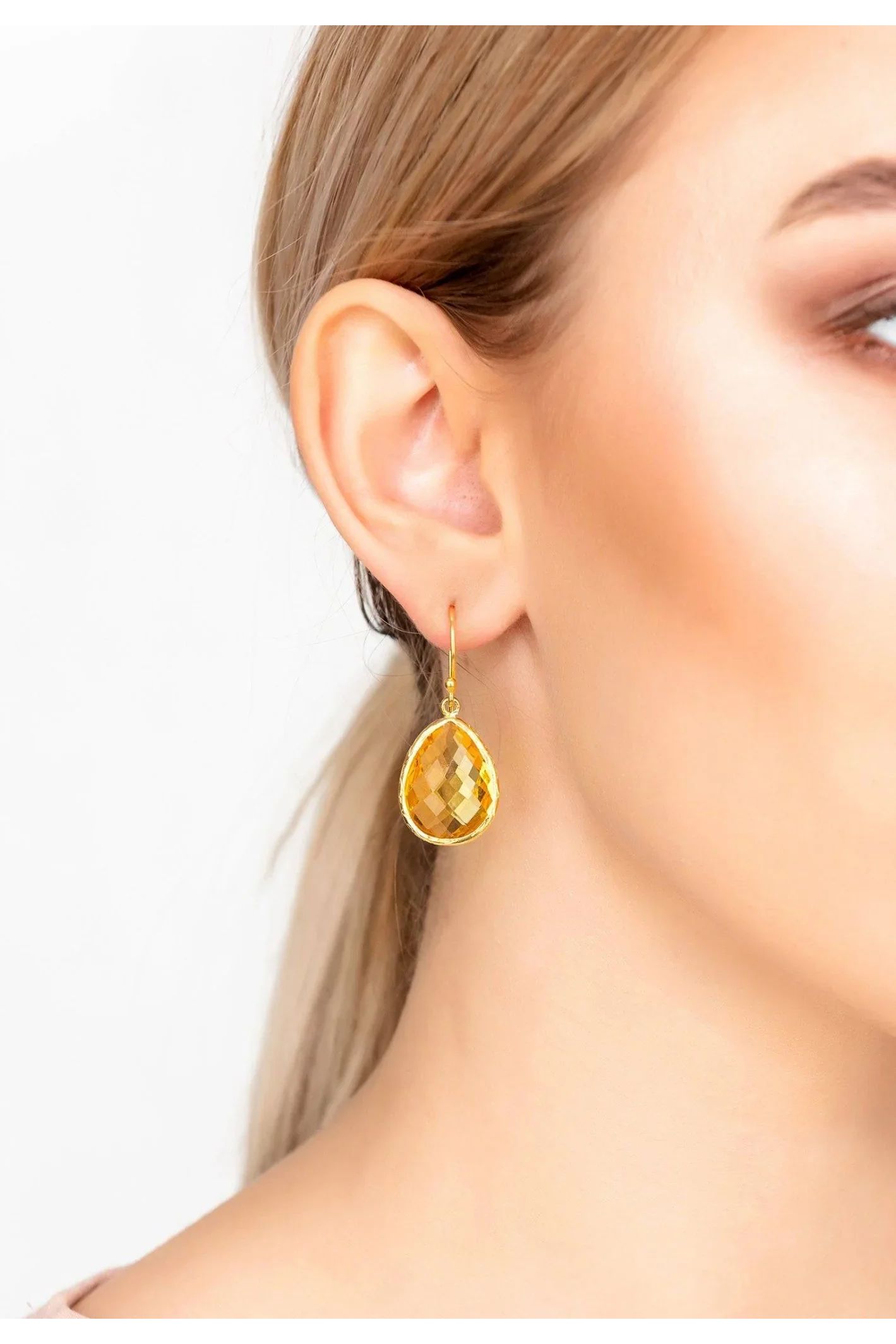 Petite Drop Earrings Citrine Hydro Gold - LATELITA Earrings