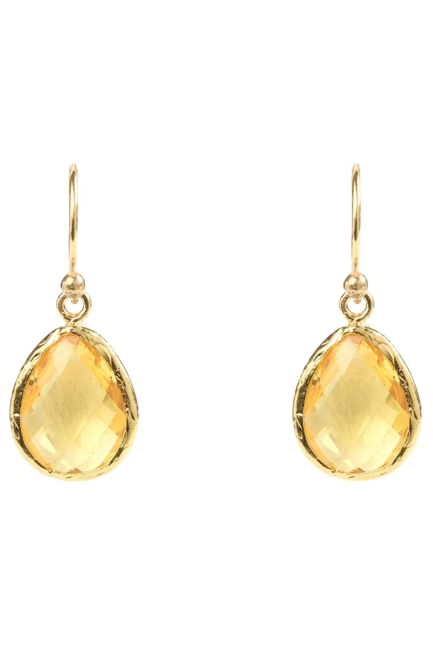 Petite Drop Earrings Citrine Hydro Gold - LATELITA Earrings