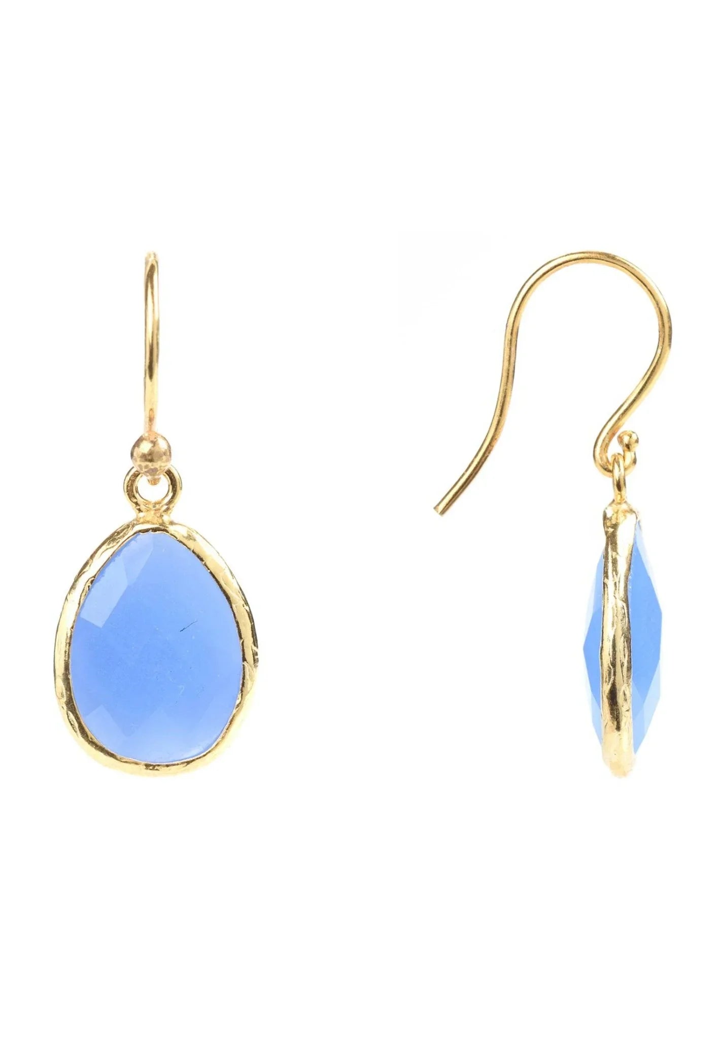 Petite Drop Earrings Dark Blue Chalcedony Gold - LATELITA Earrings